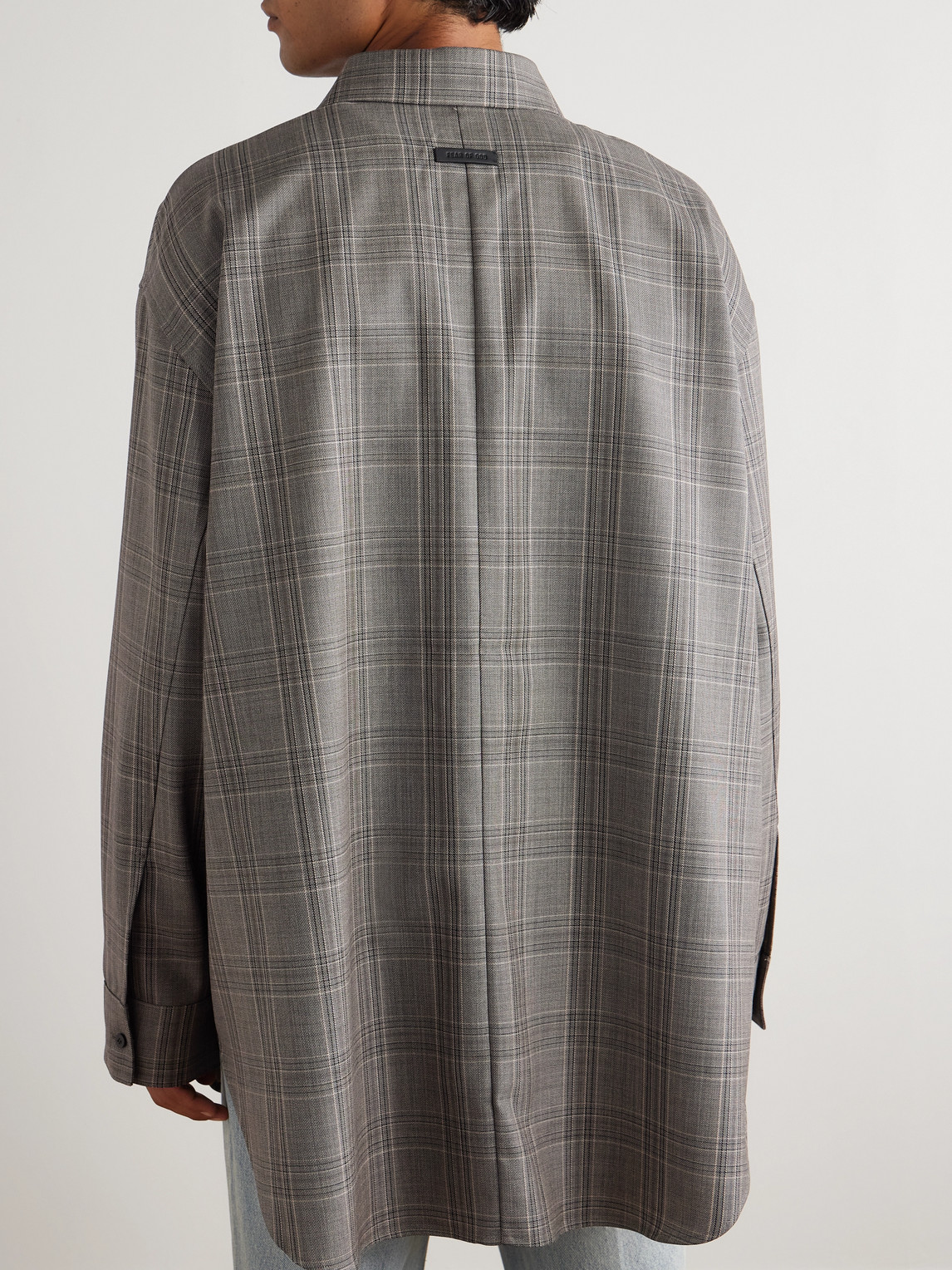 Fear Of God Oversized Checked Wool Shirt In Gray