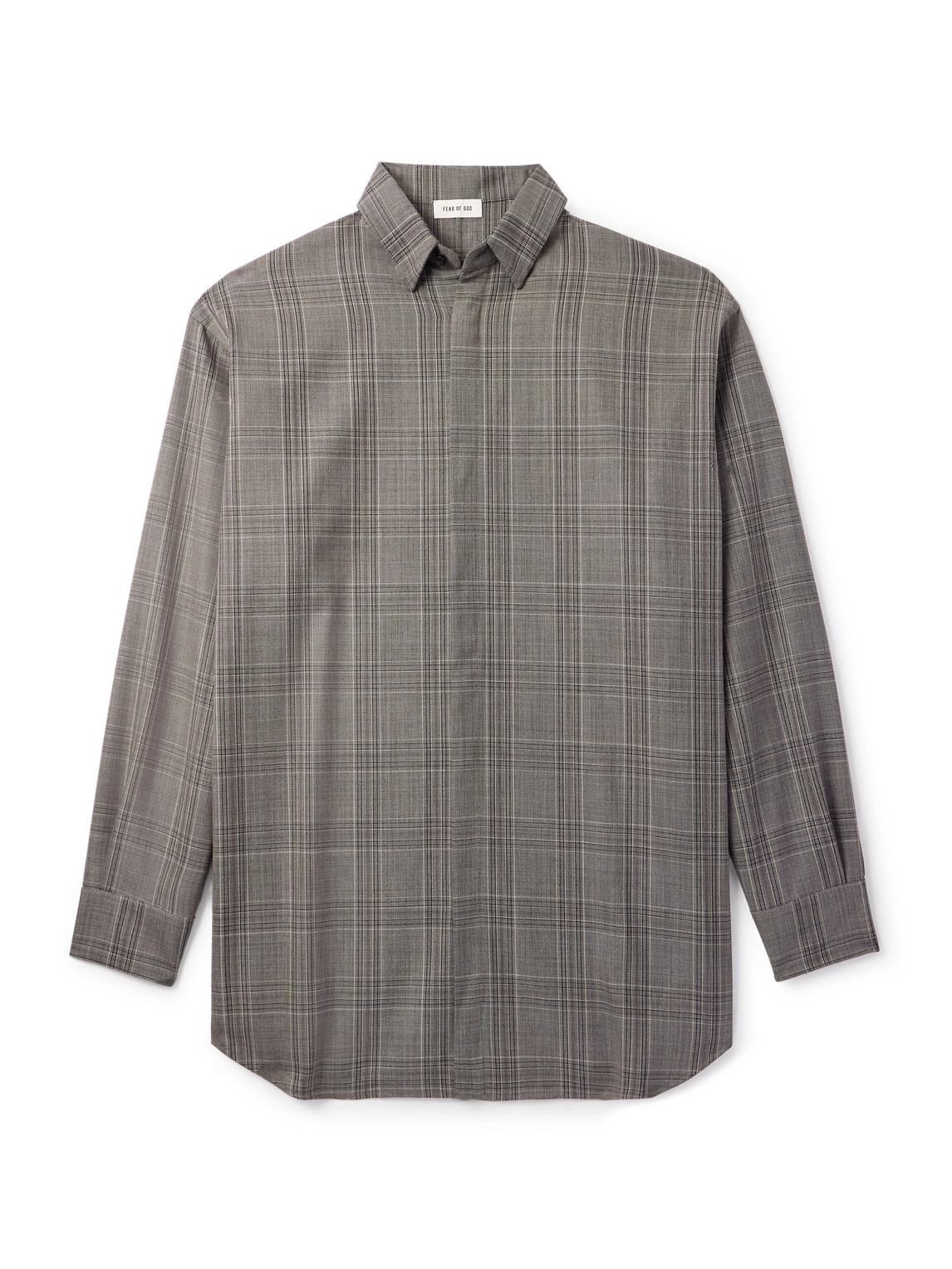 Fear Of God Oversized Checked Wool Shirt In Gray