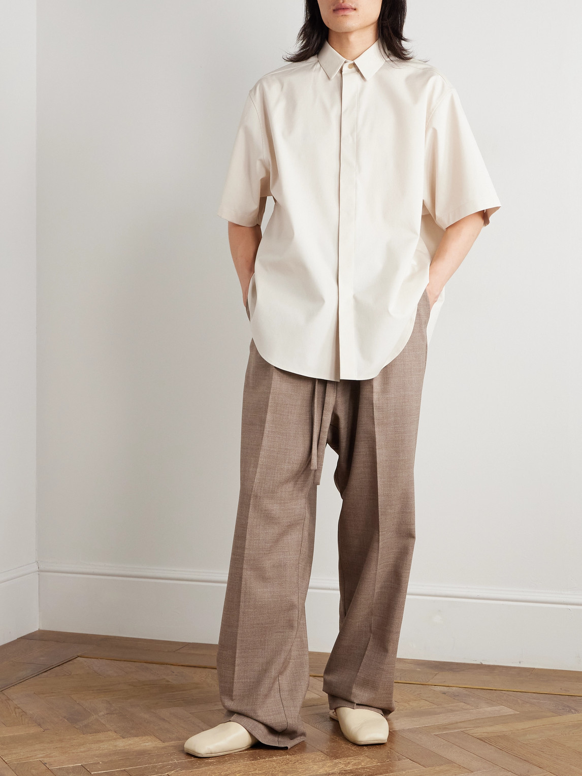 Fear Of God Oversized Stretch-cotton And Wool-blend Oxford Shirt In White