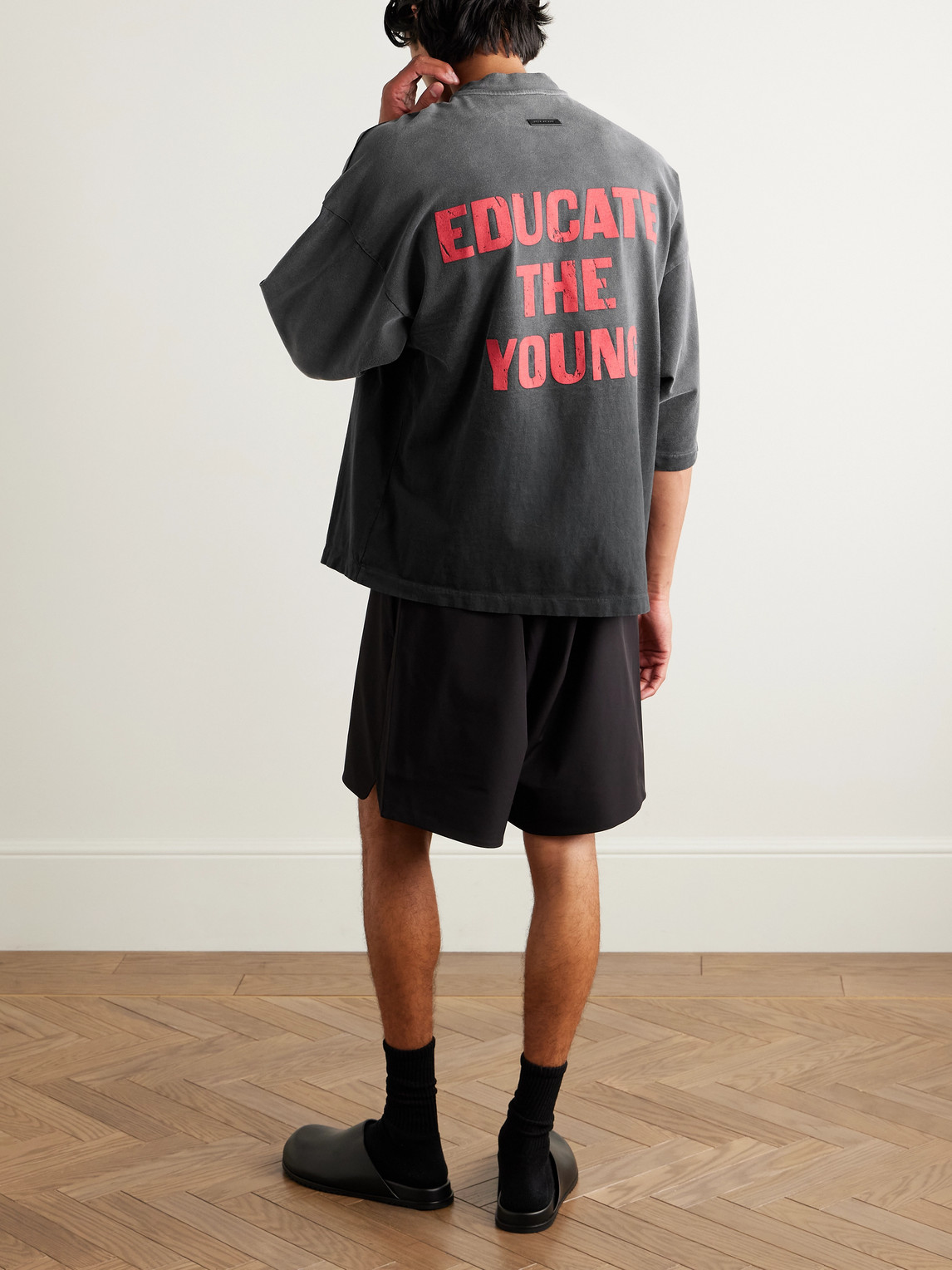 Fear Of God Mens Black Fu Educate Relaxed-fit Cotton-jersey T-shirt In Black