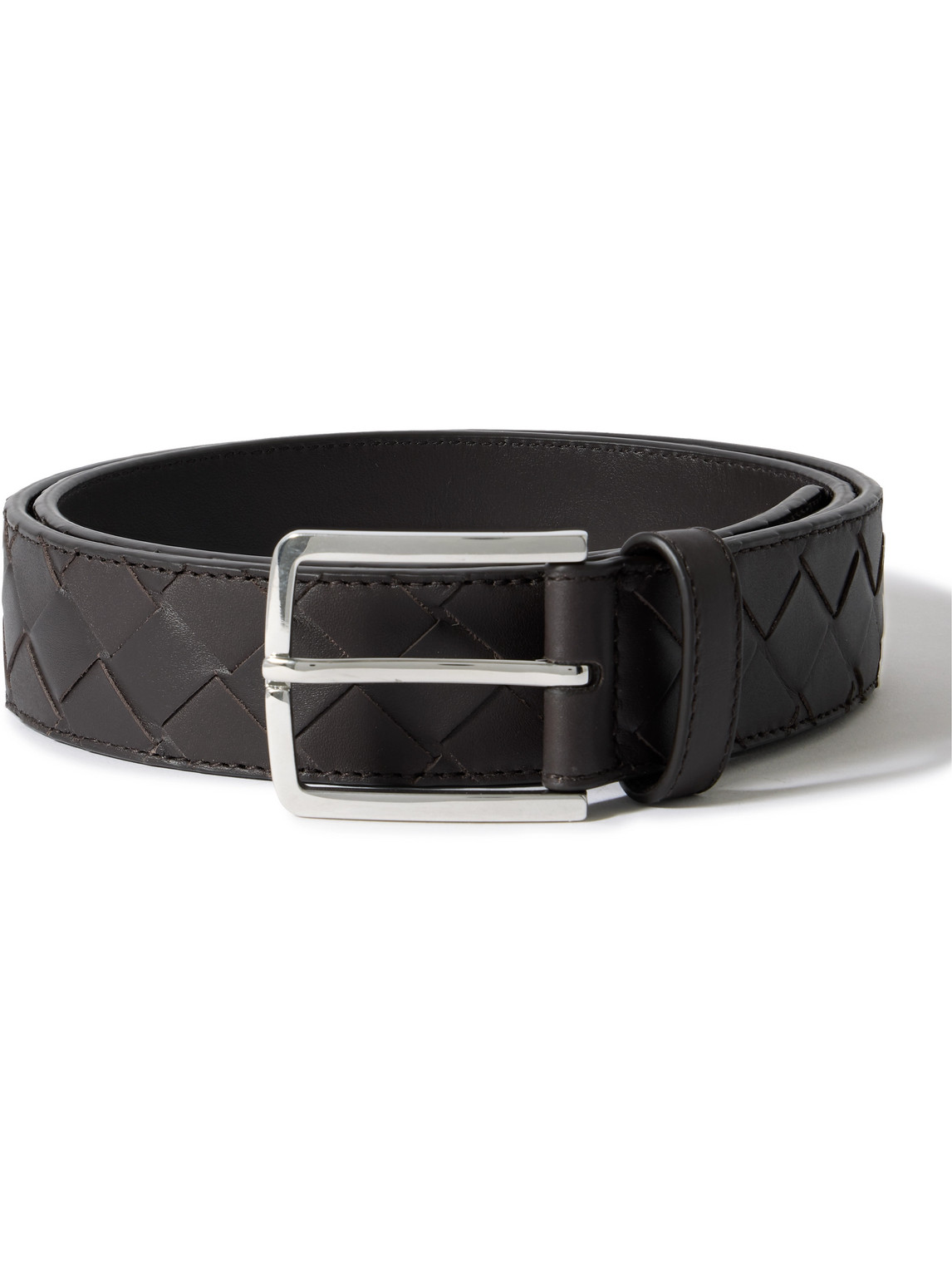 Bottega Veneta 3.5cm Intrecciato Leather Belt In Brown