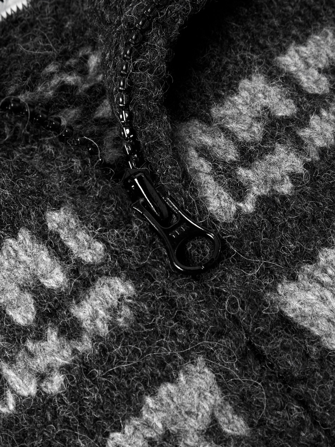 C.p. Company Graphic Patterned Wool Cardigan With High Collar In Black