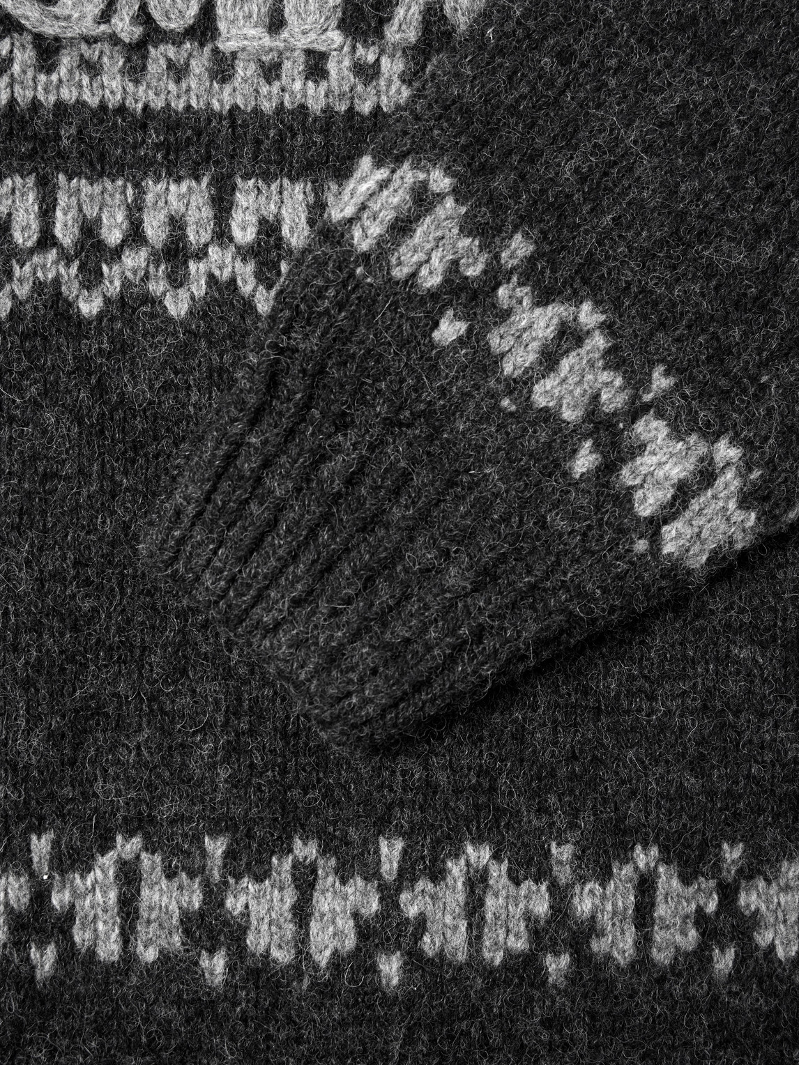 C.p. Company Graphic Patterned Wool Cardigan With High Collar In Black