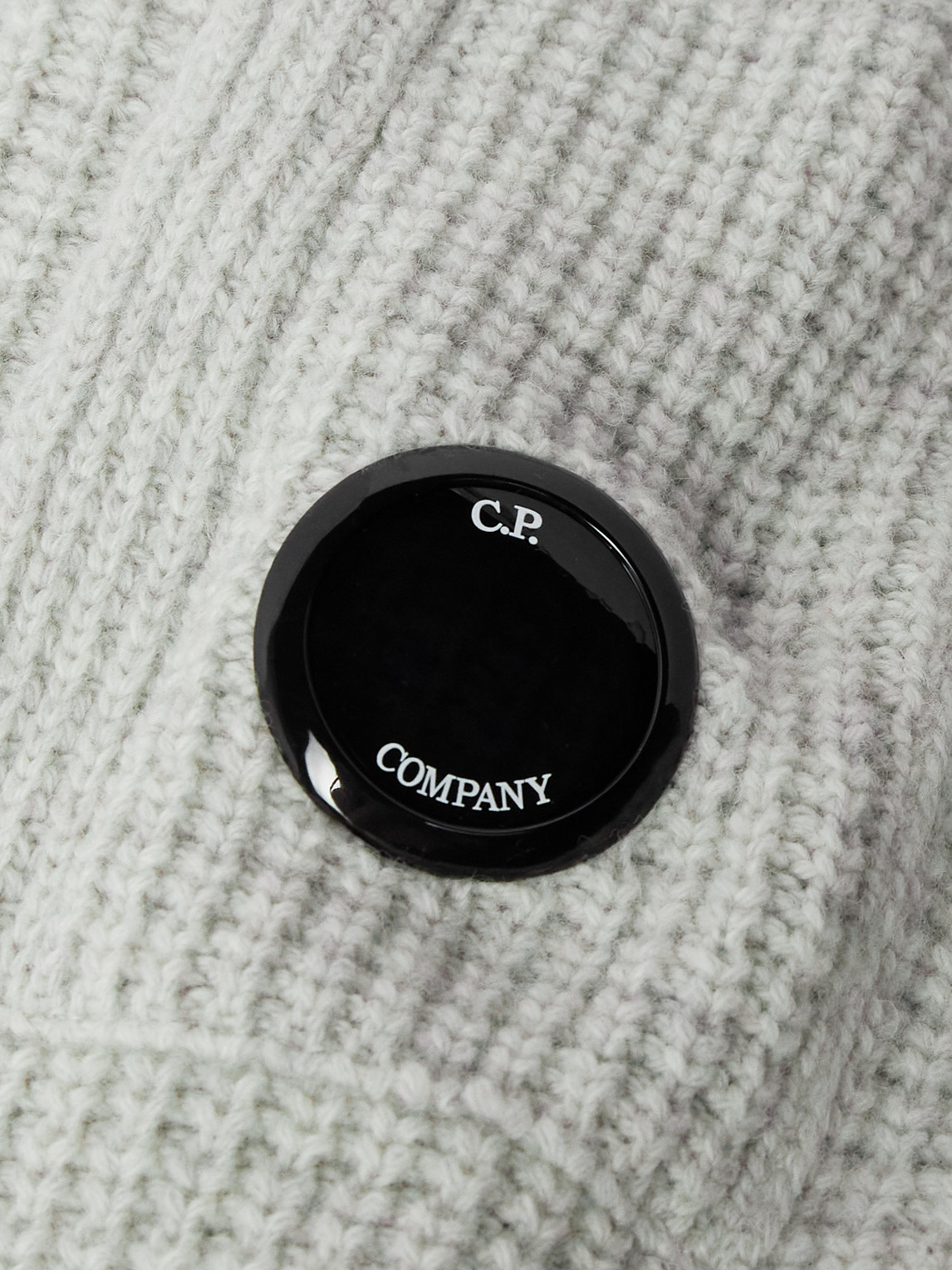 C.p. Company Logo-appliquéd Waffle-knit Wool-blend Zip-up Sweatshirt In Gray