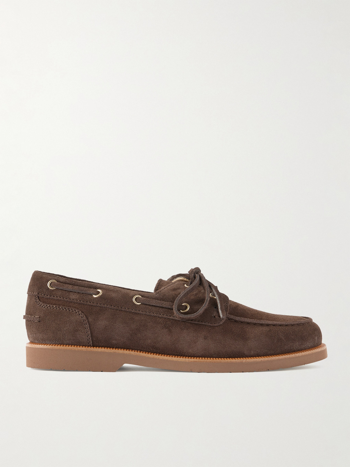 Brunello Cucinelli Suede Boat Shoes In Brown