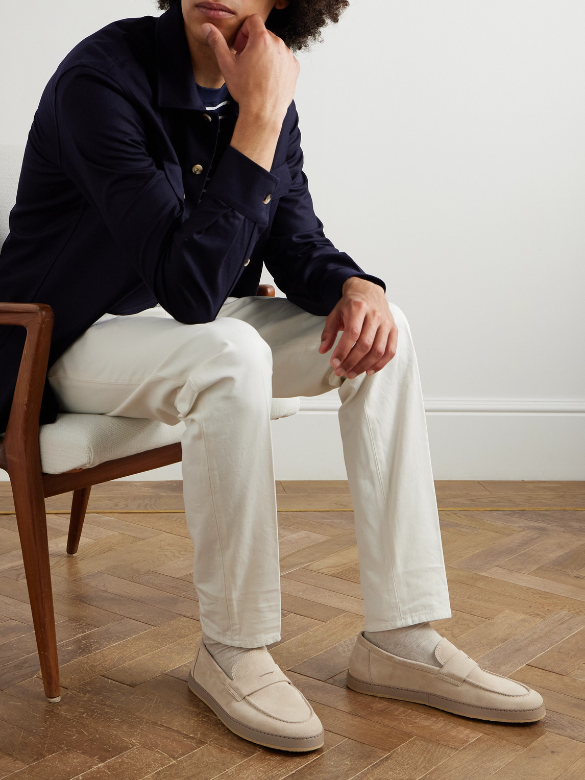 Brunello Cucinelli Washed-suede Penny Loafers