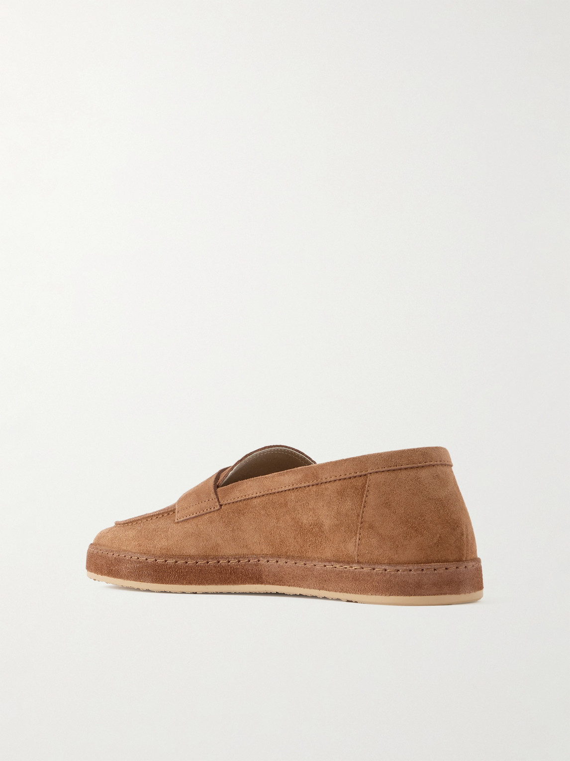 Brunello Cucinelli Washed-suede Penny Loafers In Brown