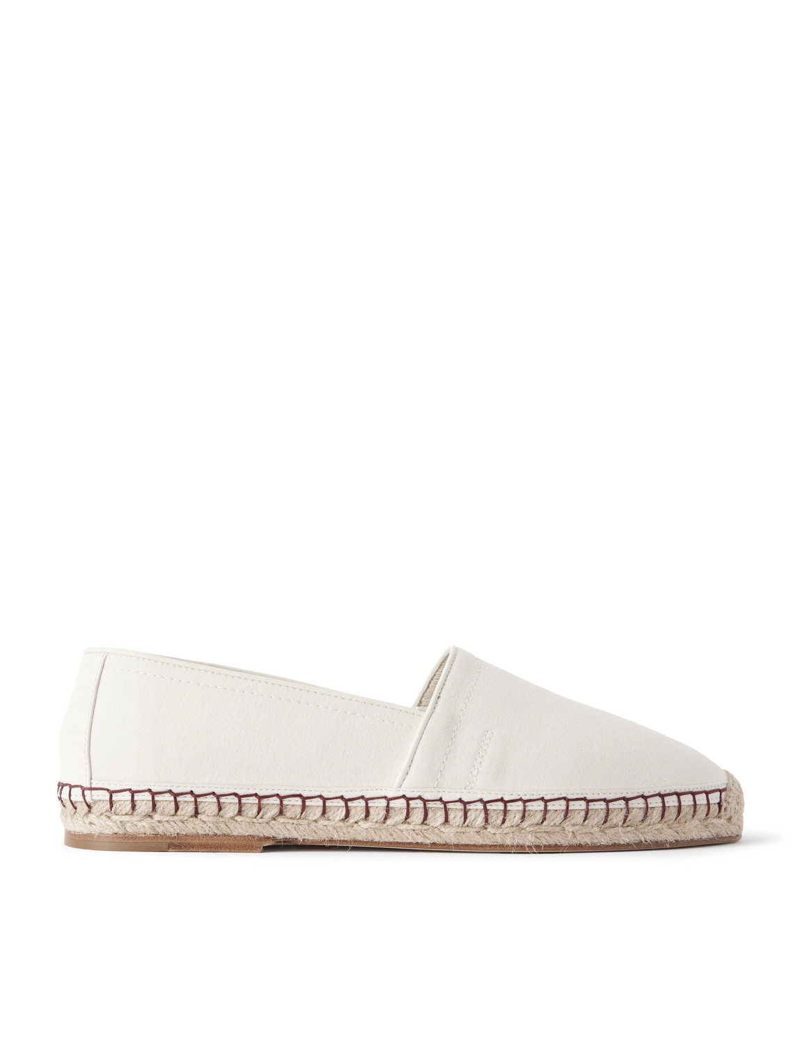 Leather-Trimmed Canvas Espadrilles