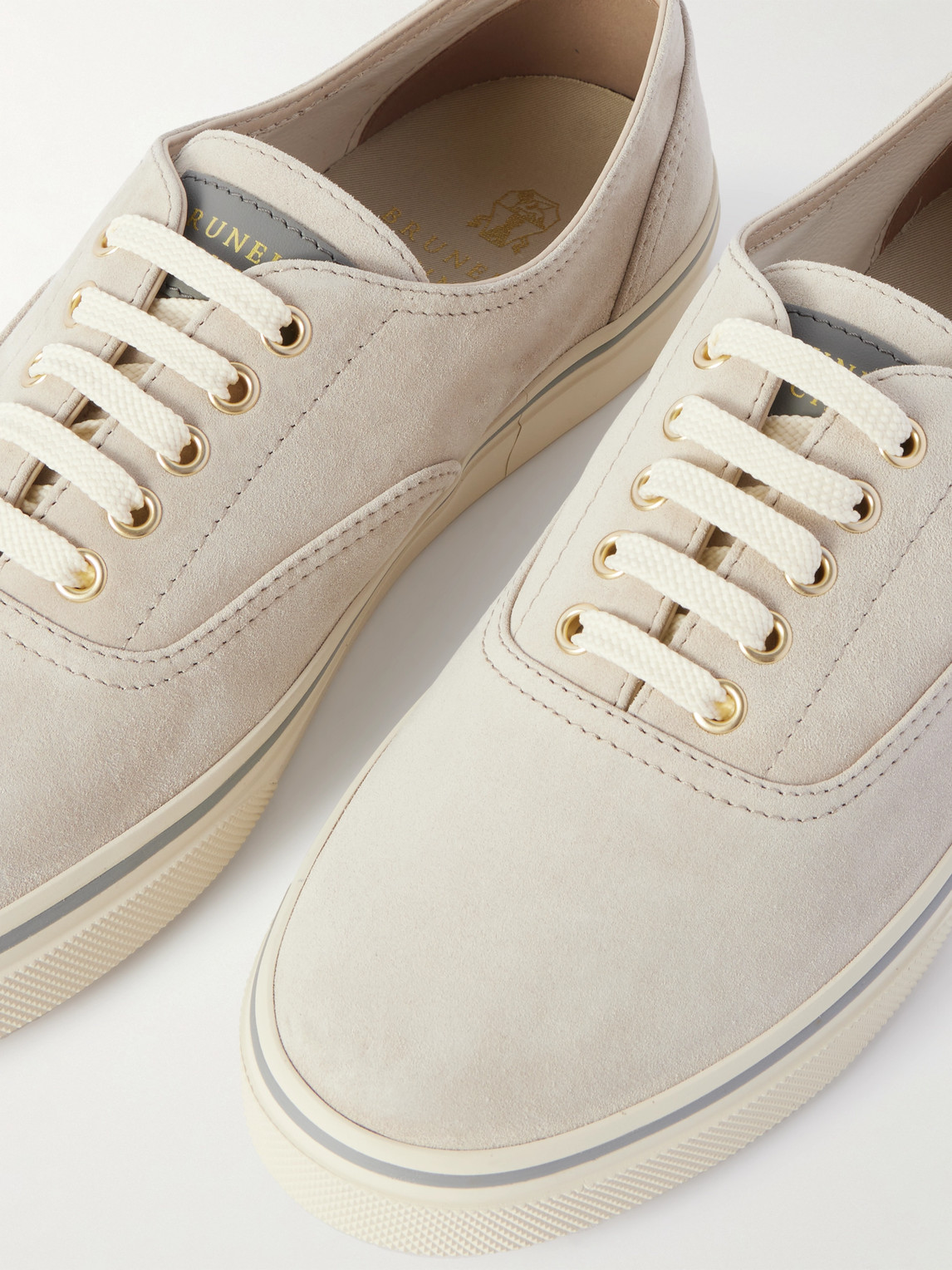 Brunello Cucinelli Leather-trimmed Suede Sneakers