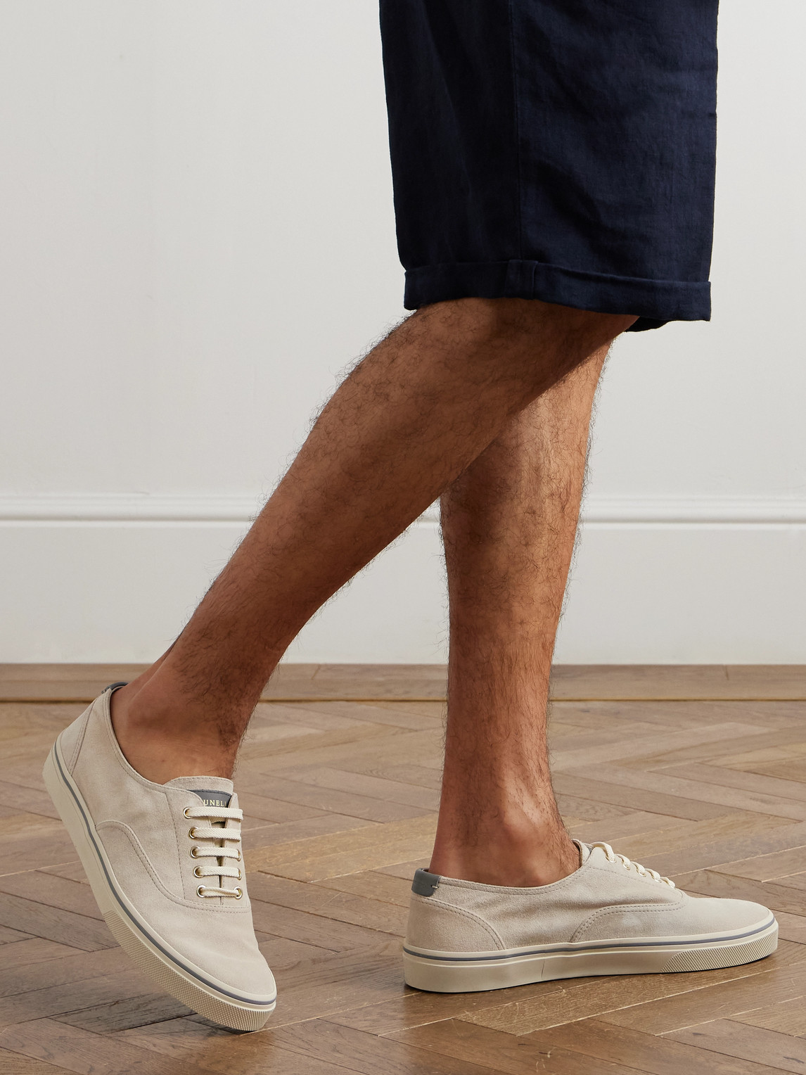 Brunello Cucinelli Leather-trimmed Suede Sneakers