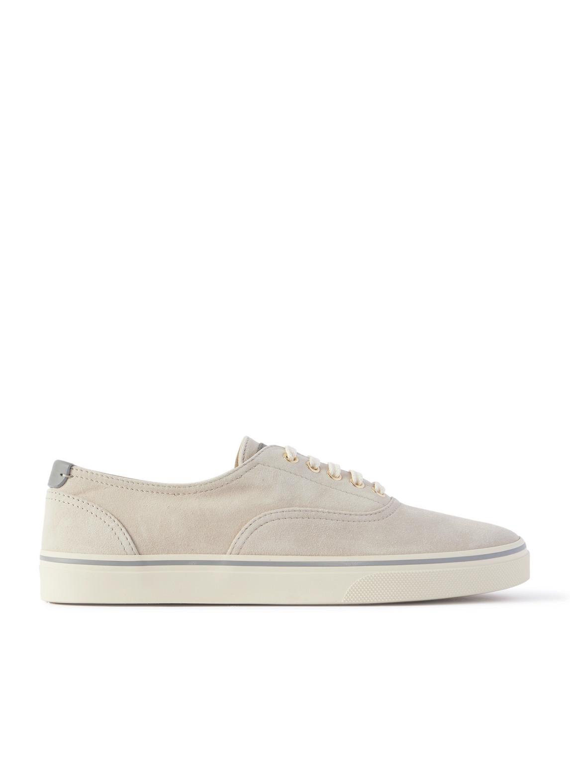 Brunello Cucinelli Leather-trimmed Suede Sneakers In Neutral