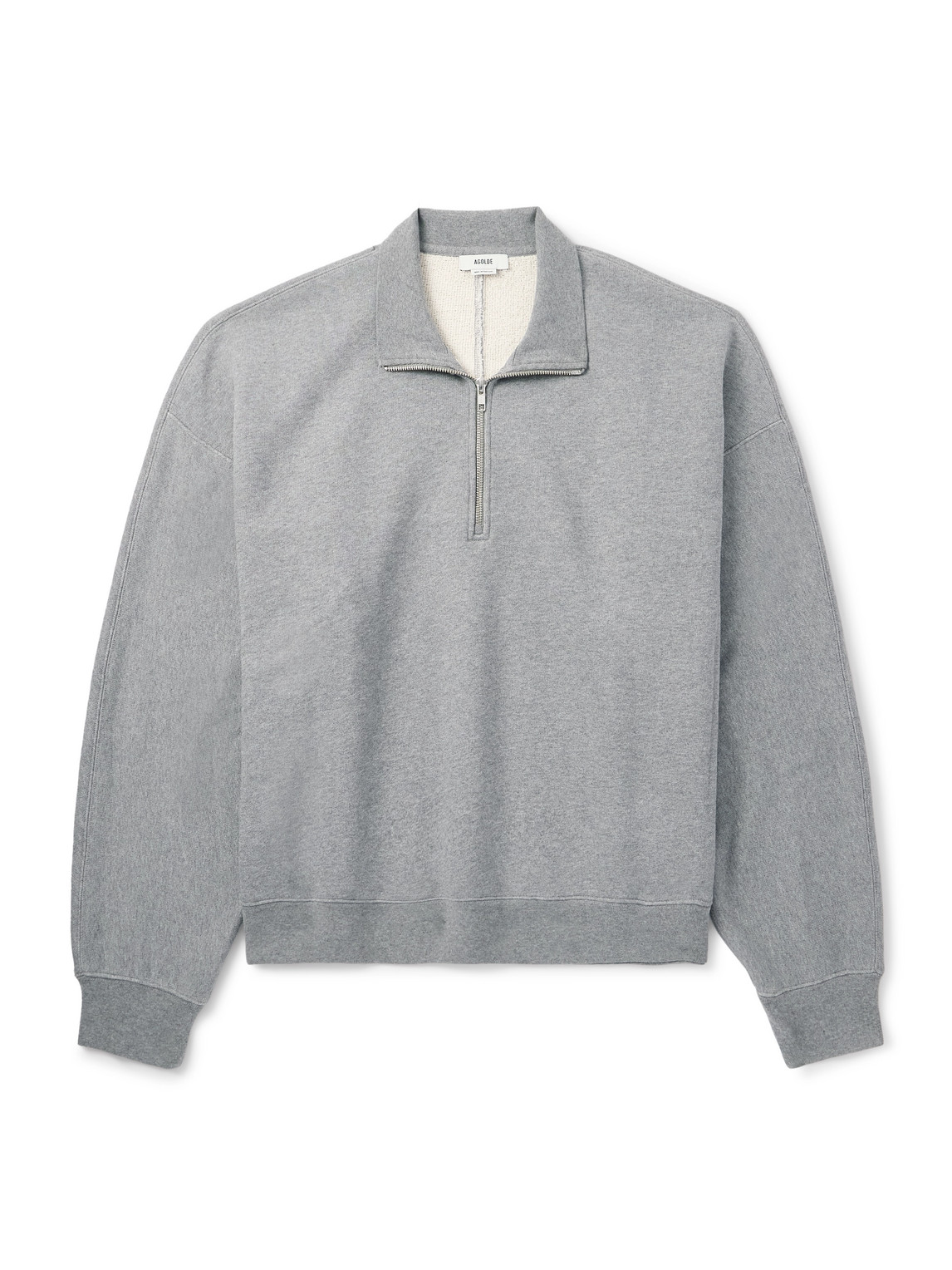 Agolde Idris Cotton-jersey Half-zip Sweatshirt In Gray