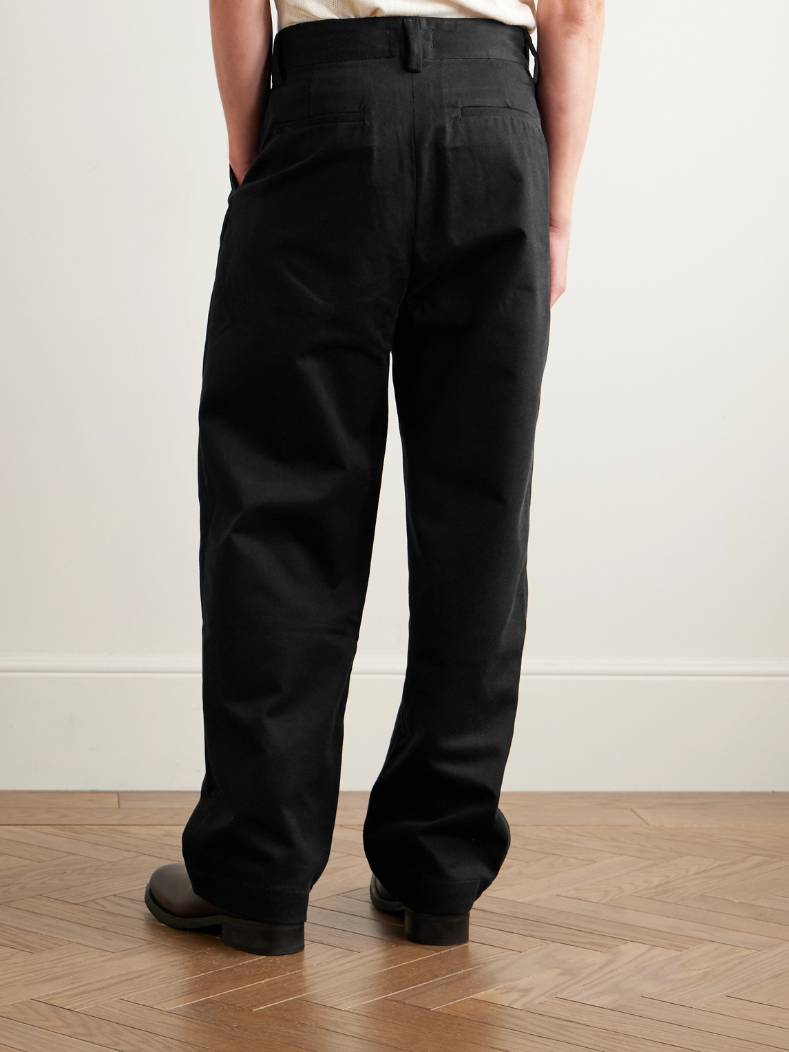 Agolde Slater Straight-leg Pleated Cotton-twill Trousers In Black