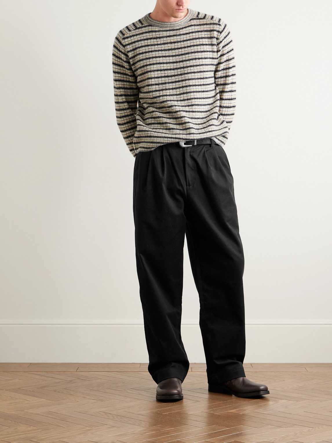 Agolde Slater Straight-leg Pleated Cotton-twill Trousers In Black