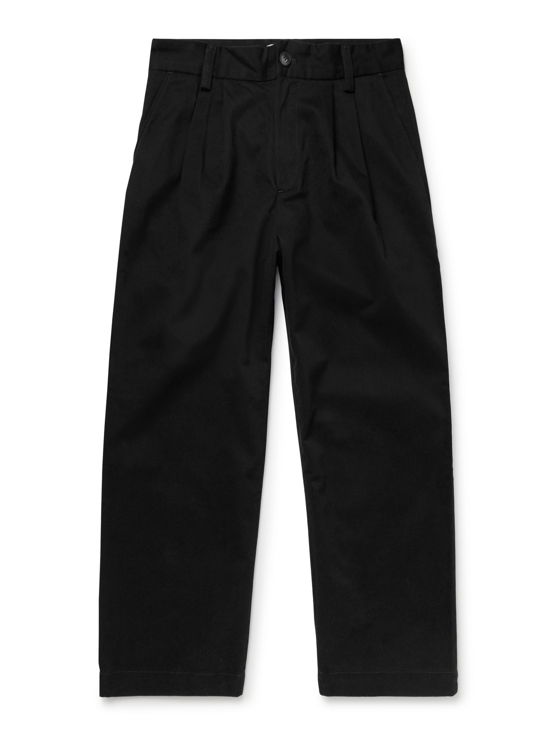 Agolde Slater Straight-leg Pleated Cotton-twill Trousers In Black