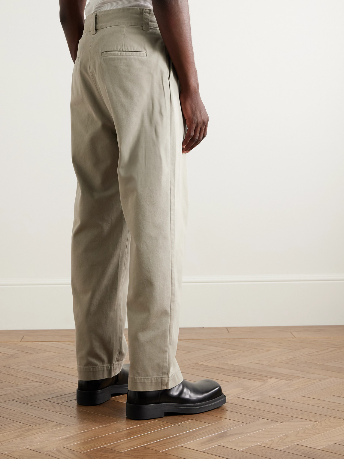 Agolde Slater Straight-leg Pleated Cotton-twill Trousers In Gray