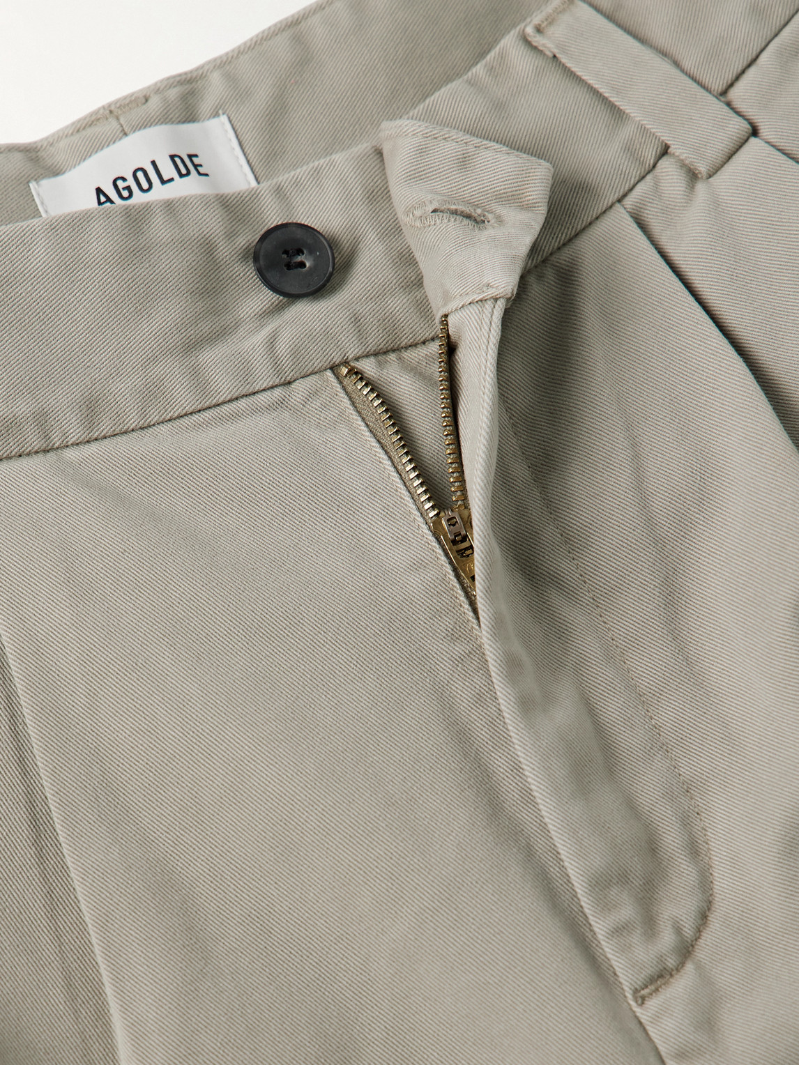 Agolde Slater Straight-leg Pleated Cotton-twill Trousers In Gray