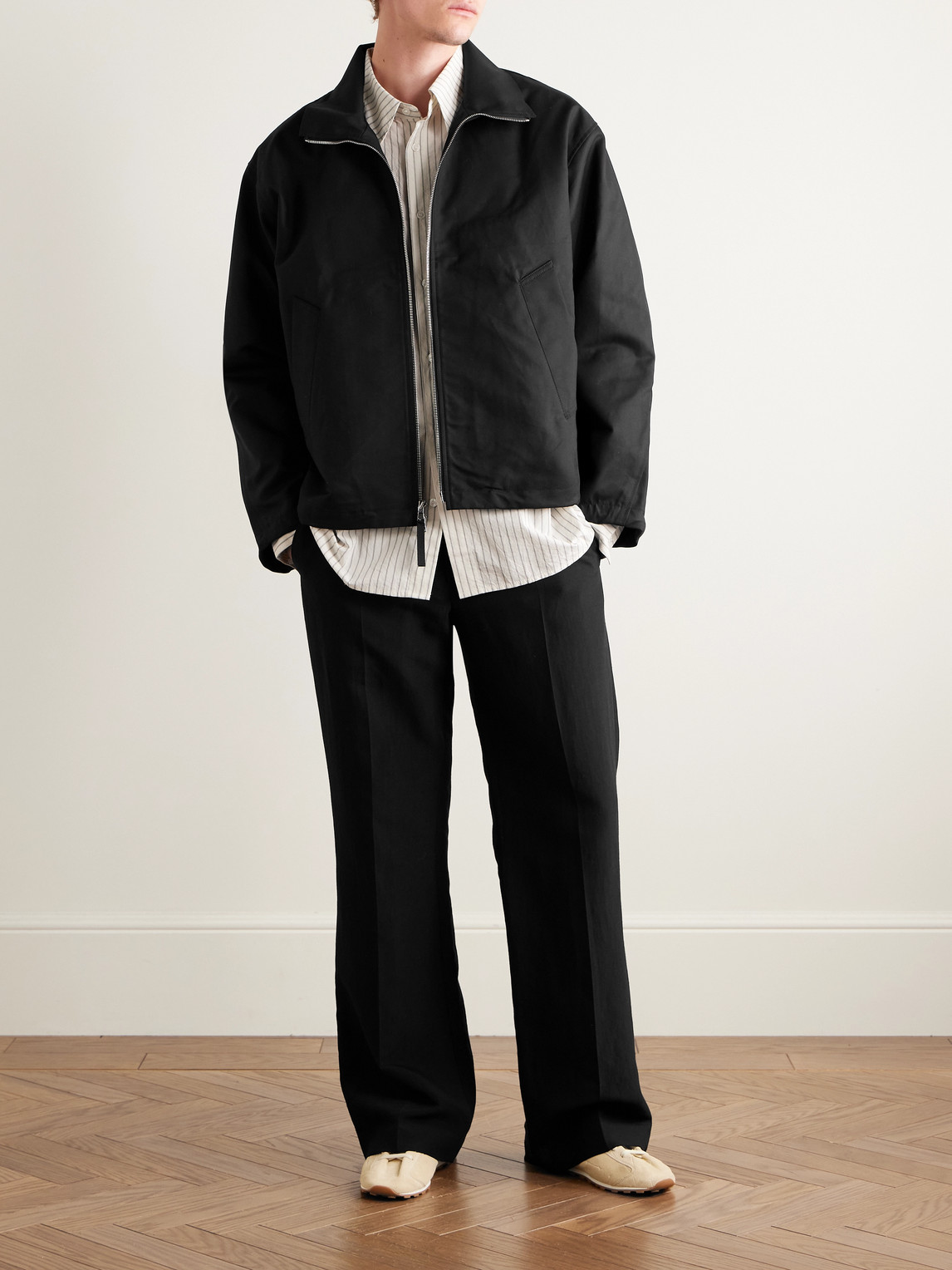 Agolde Laurie Cotton-canvas Bomber Jacket In Black