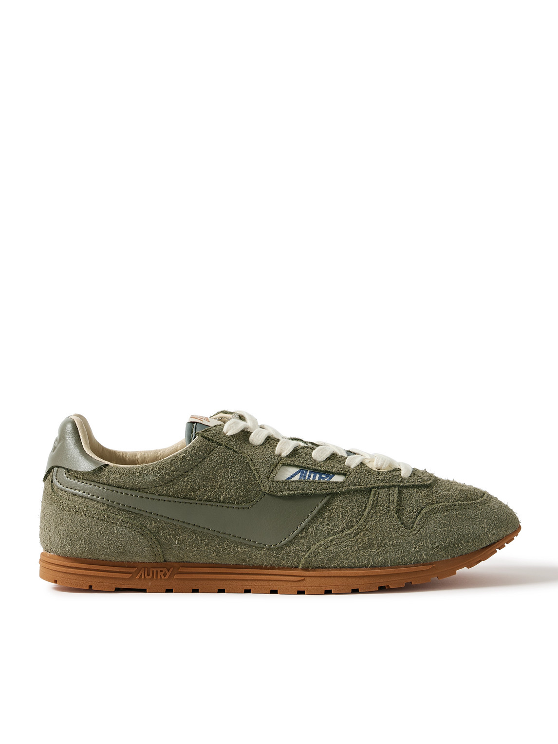Autry Windspin Leather-trimmed Brushed-suede Sneakers In Green