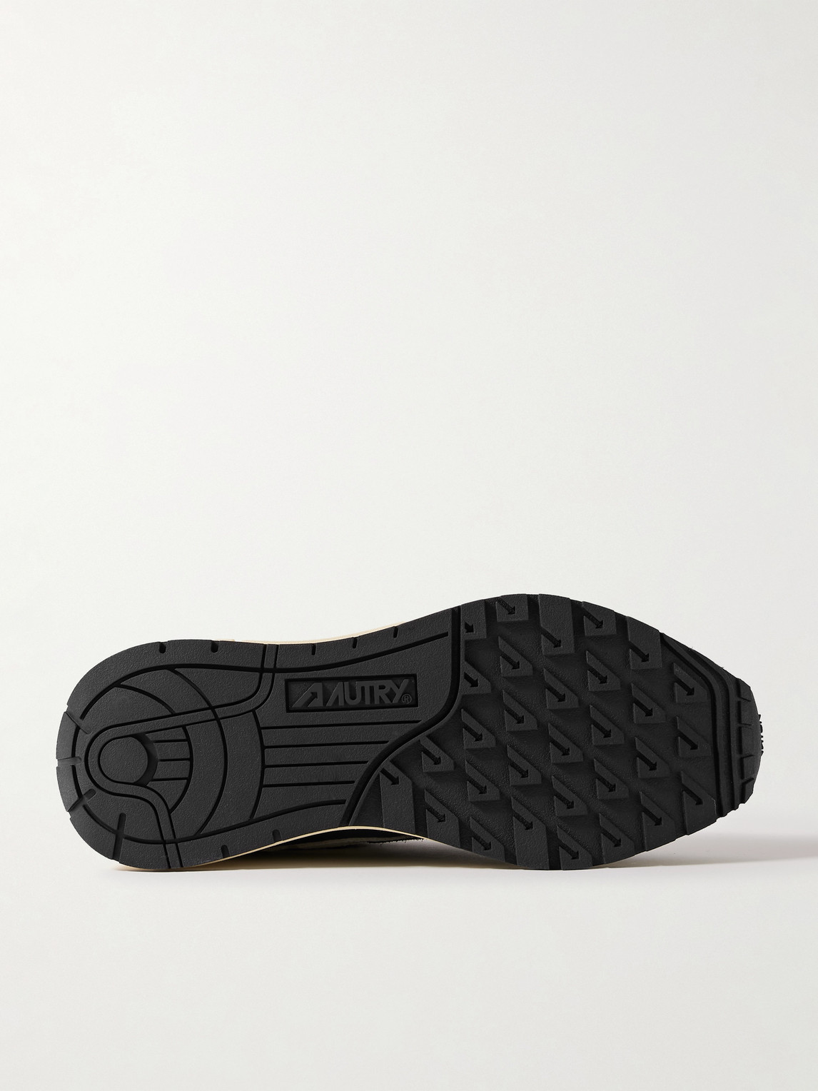 Autry Reelwind Low Cracked-leather Trimmed Suede And Shell Sneakers In Black
