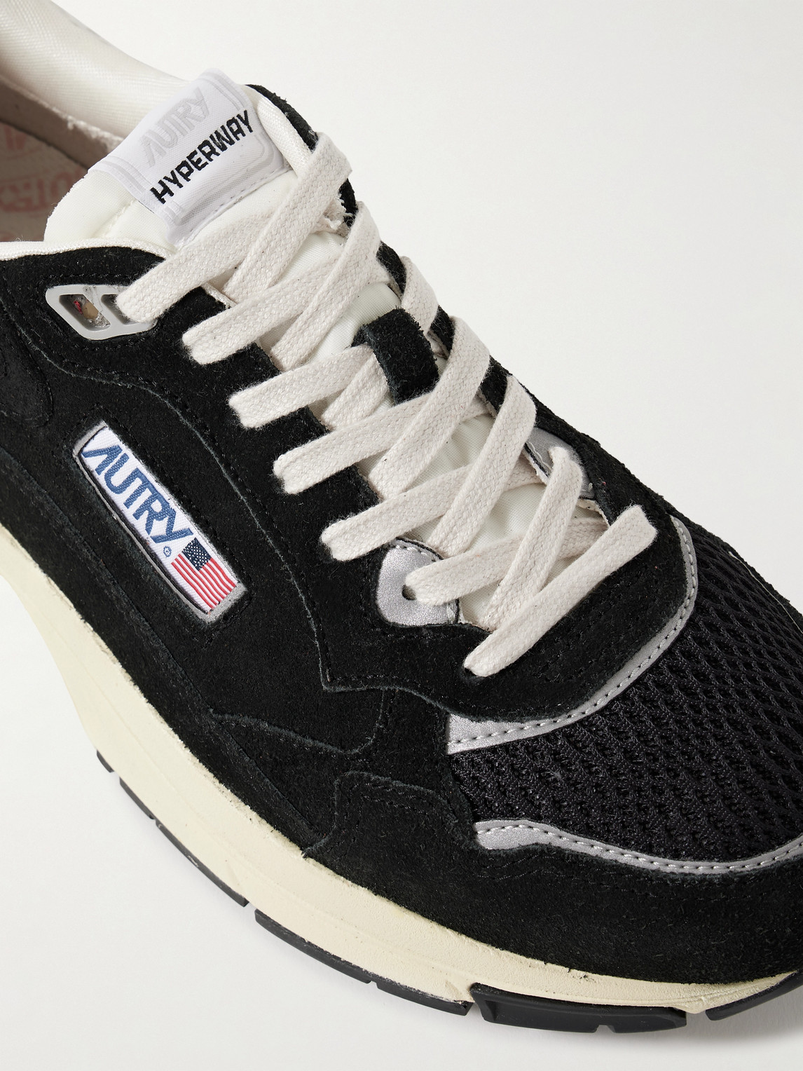Autry Hyperway Black Low Top Sneakers With Logo Patch On Tongue And Side In Tech Fabric Man