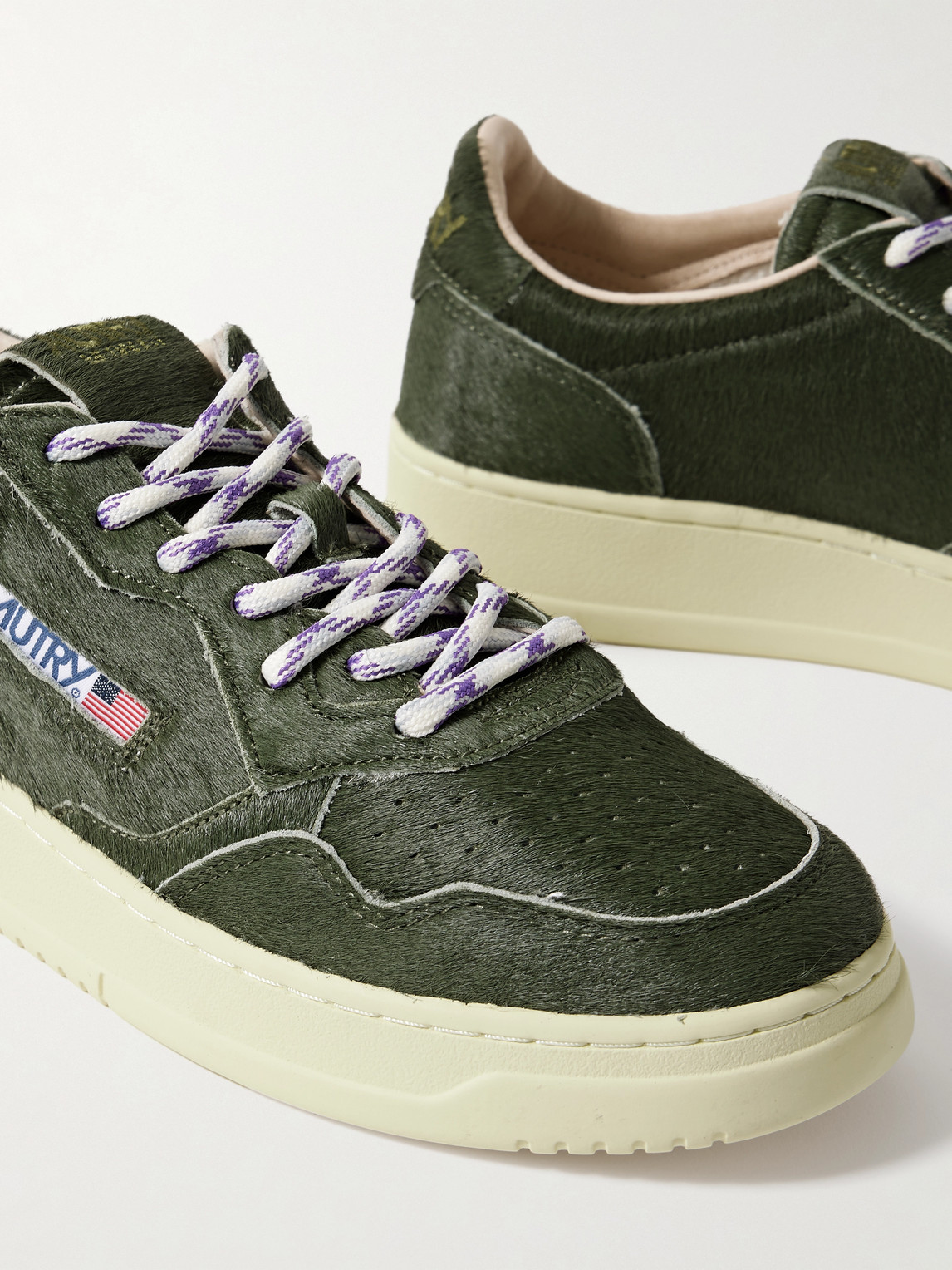 Autry Medalist Pony Hair Sneakers In Green