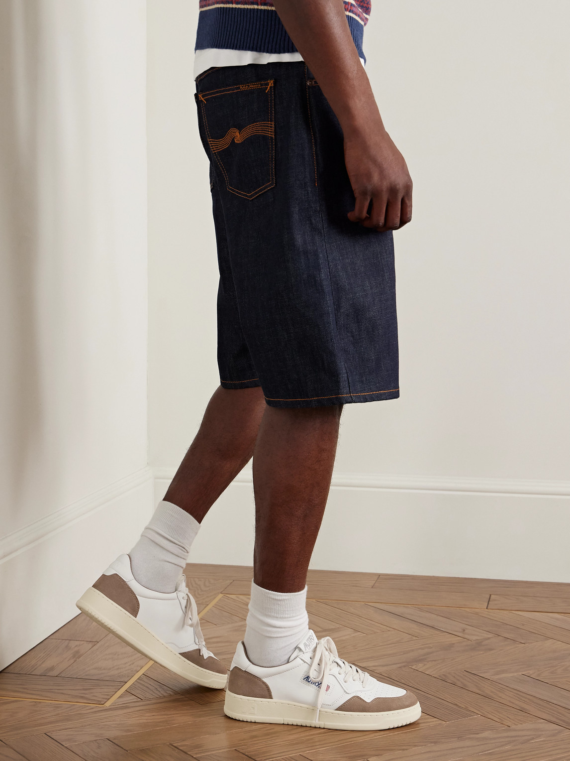 Autry Low Sneaker With Suede Accents And Perforated Toe Box