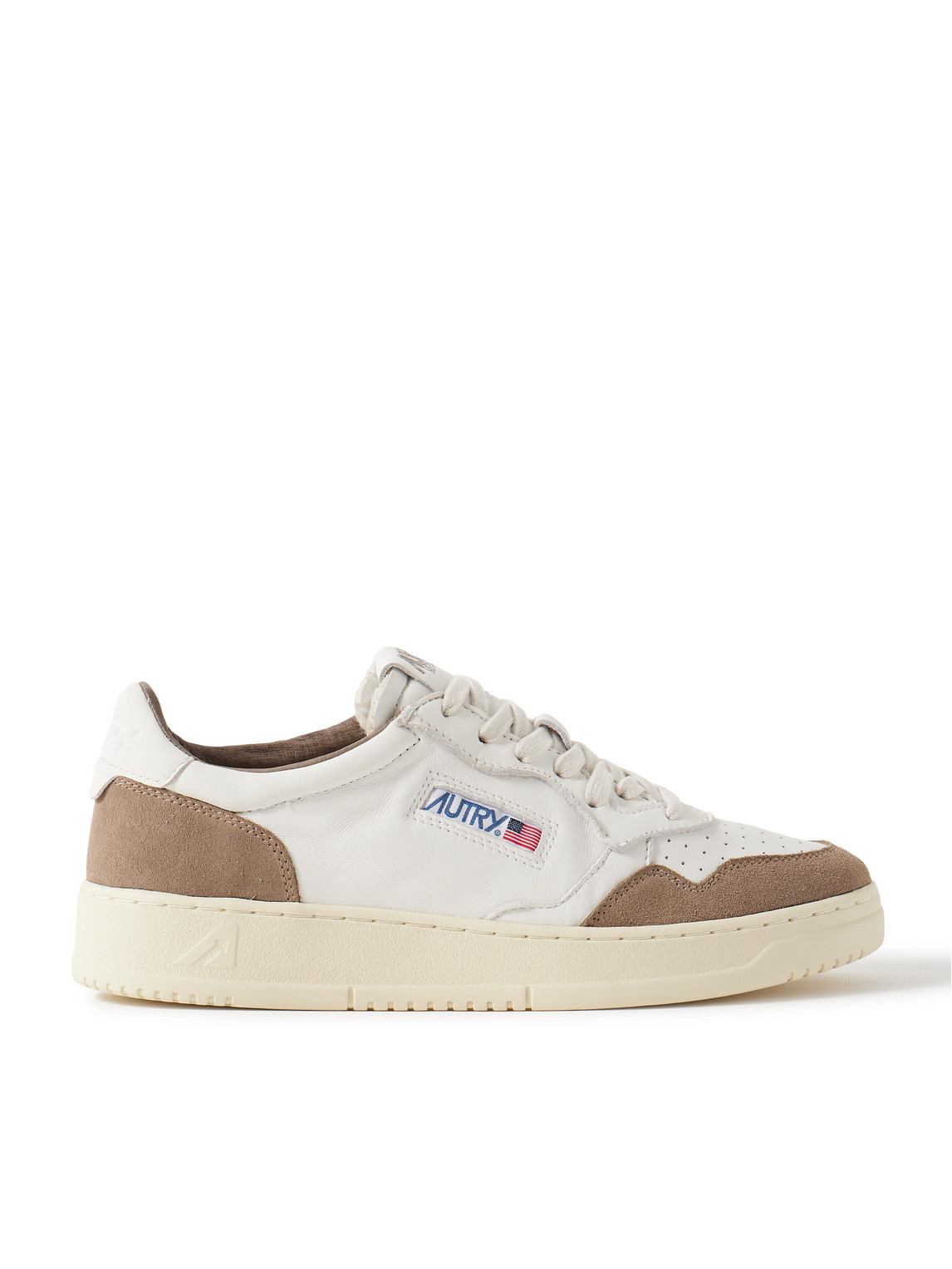 Autry Low Sneaker With Suede Accents And Perforated Toe Box