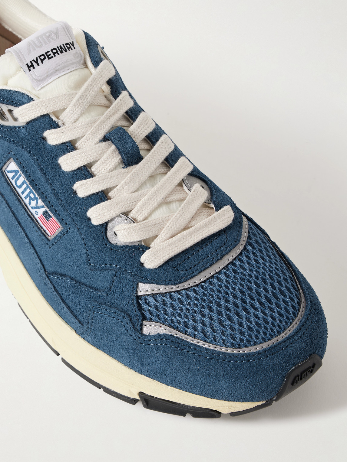 Autry Hyperway Leather-trimmed Suede And Mesh Sneakers In Blue