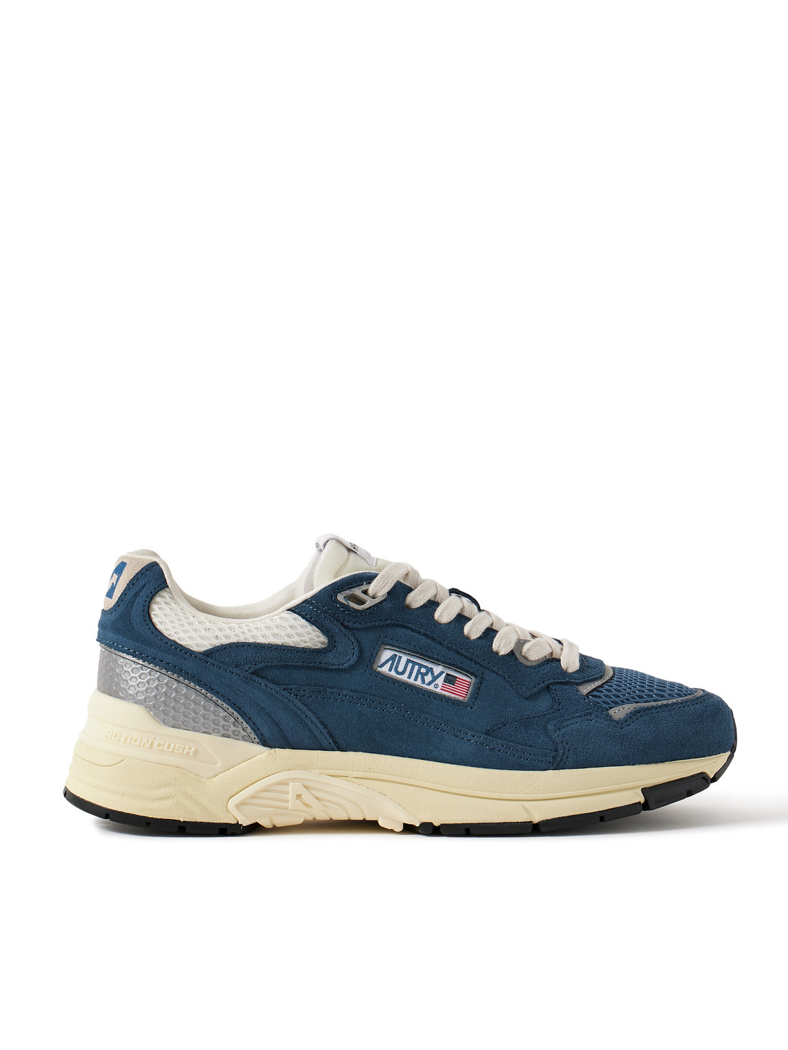 Autry Hyperway Leather-trimmed Suede And Mesh Sneakers In Blue