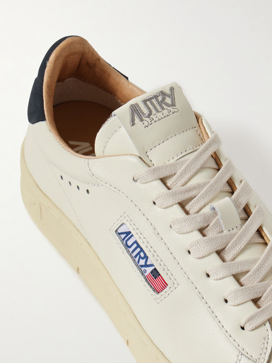 Autry Dallas Nubuck-trimmed Leather Sneakers In White
