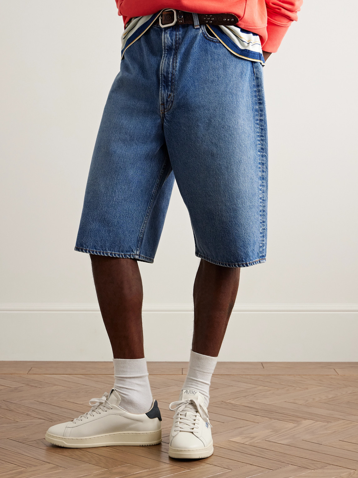 Autry Dallas Nubuck-trimmed Leather Sneakers In White