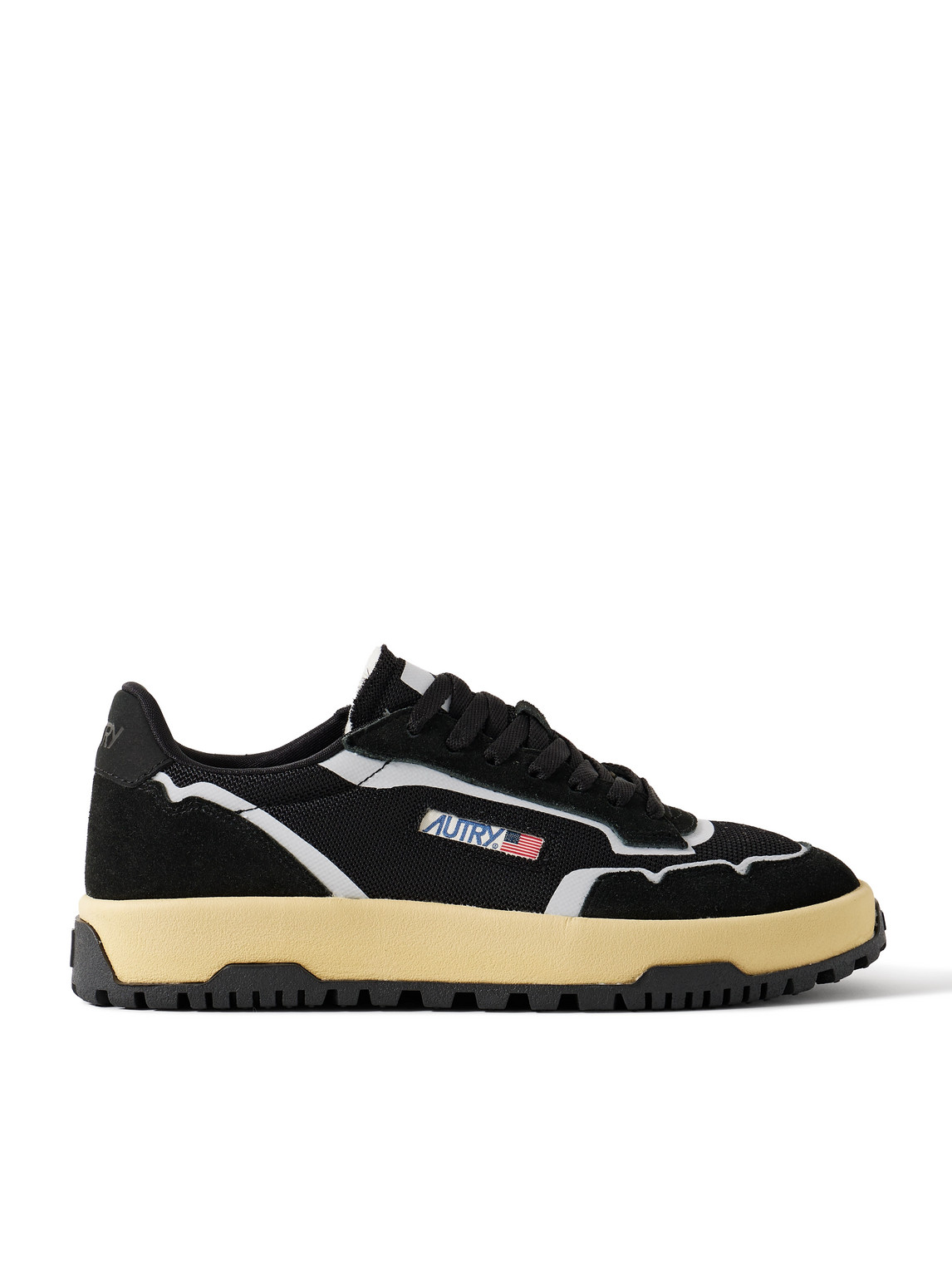 Autry Wildpace Nubuck And Rubber-trimmed Suede And Mesh Sneakers In Black