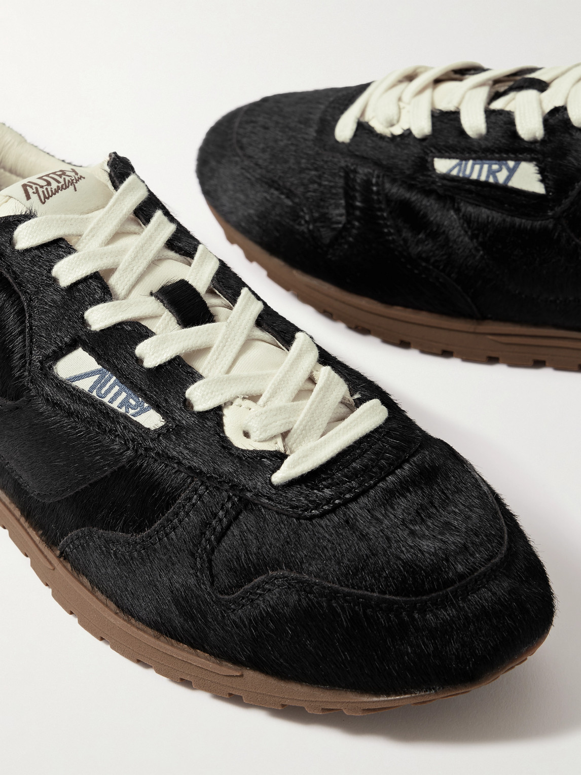 Autry Windspin Pony Hair Sneakers In Black