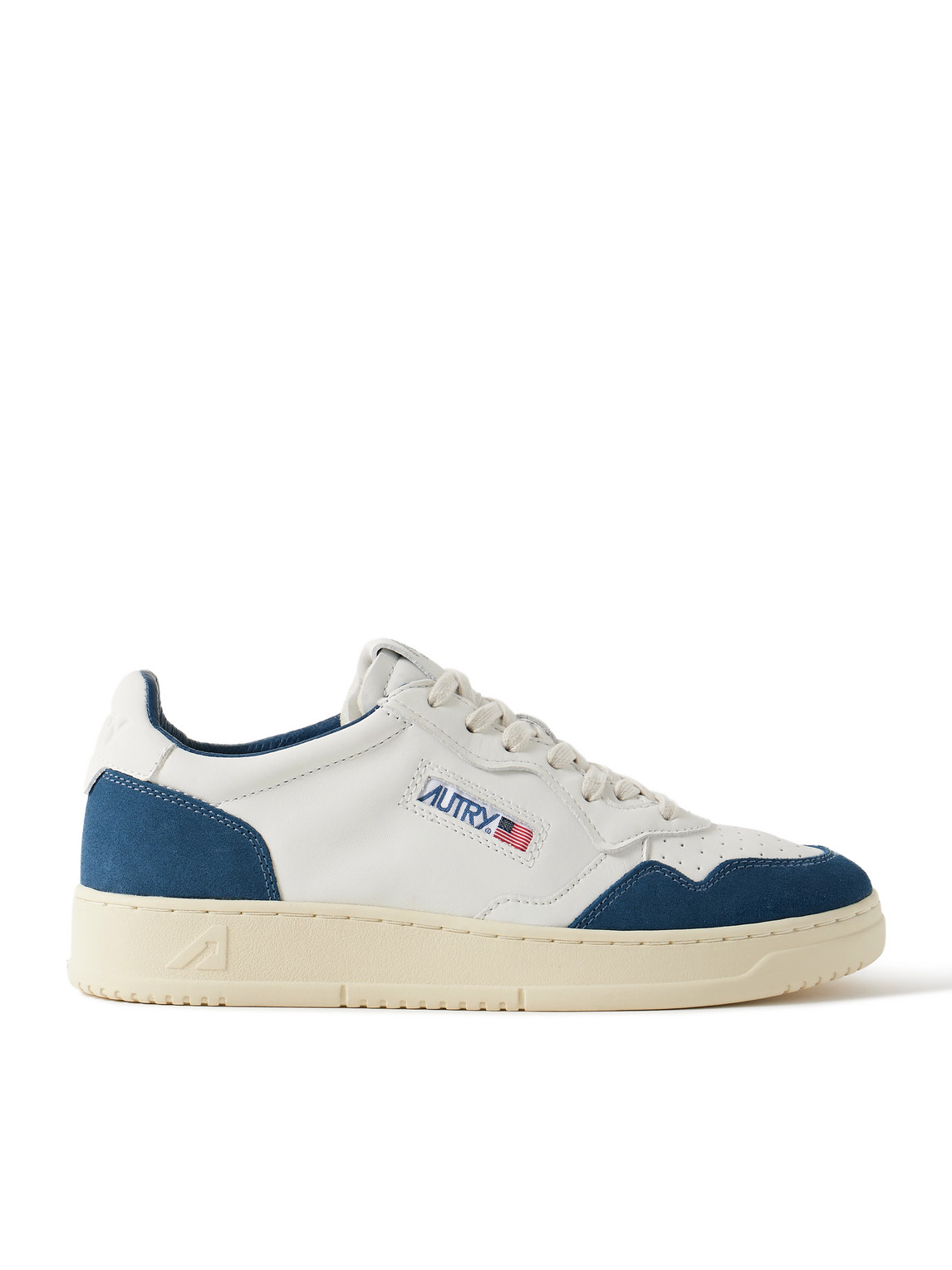 Autry 'medalist Low' White Low Top Sneakers With Side Logo Detail In Leather And Suede Man In White