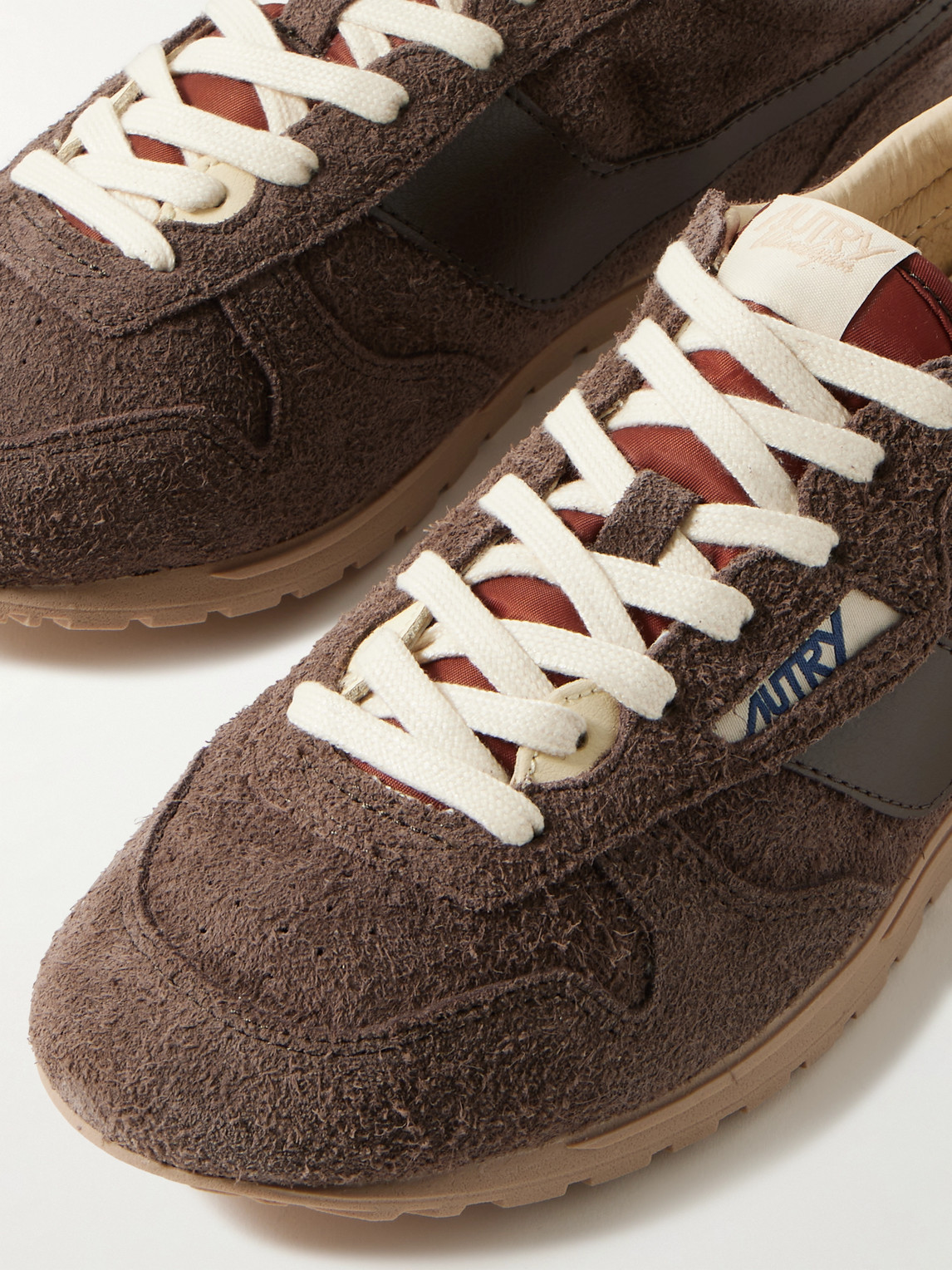 Autry Windspin Low Leather-trimmed Brushed-suede Sneakers In Brown