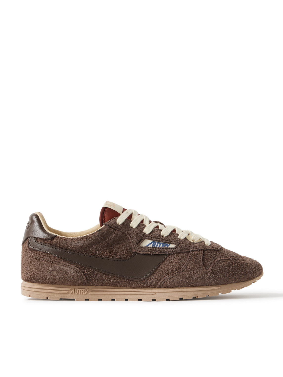 Autry Windspin Low Leather-trimmed Brushed-suede Sneakers In Brown