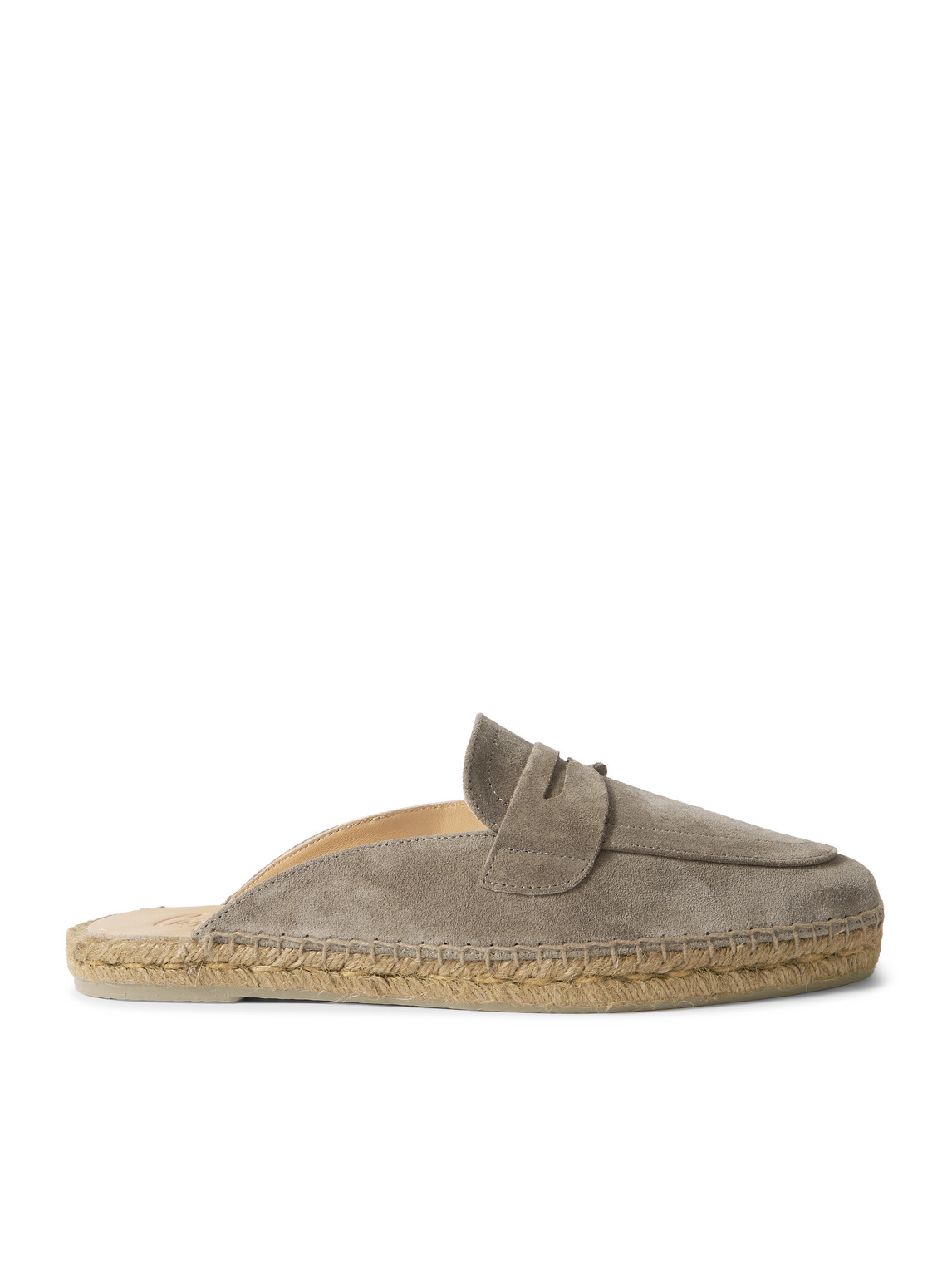 Castaã±er Nando Suede Backless Espadrilles In Gray