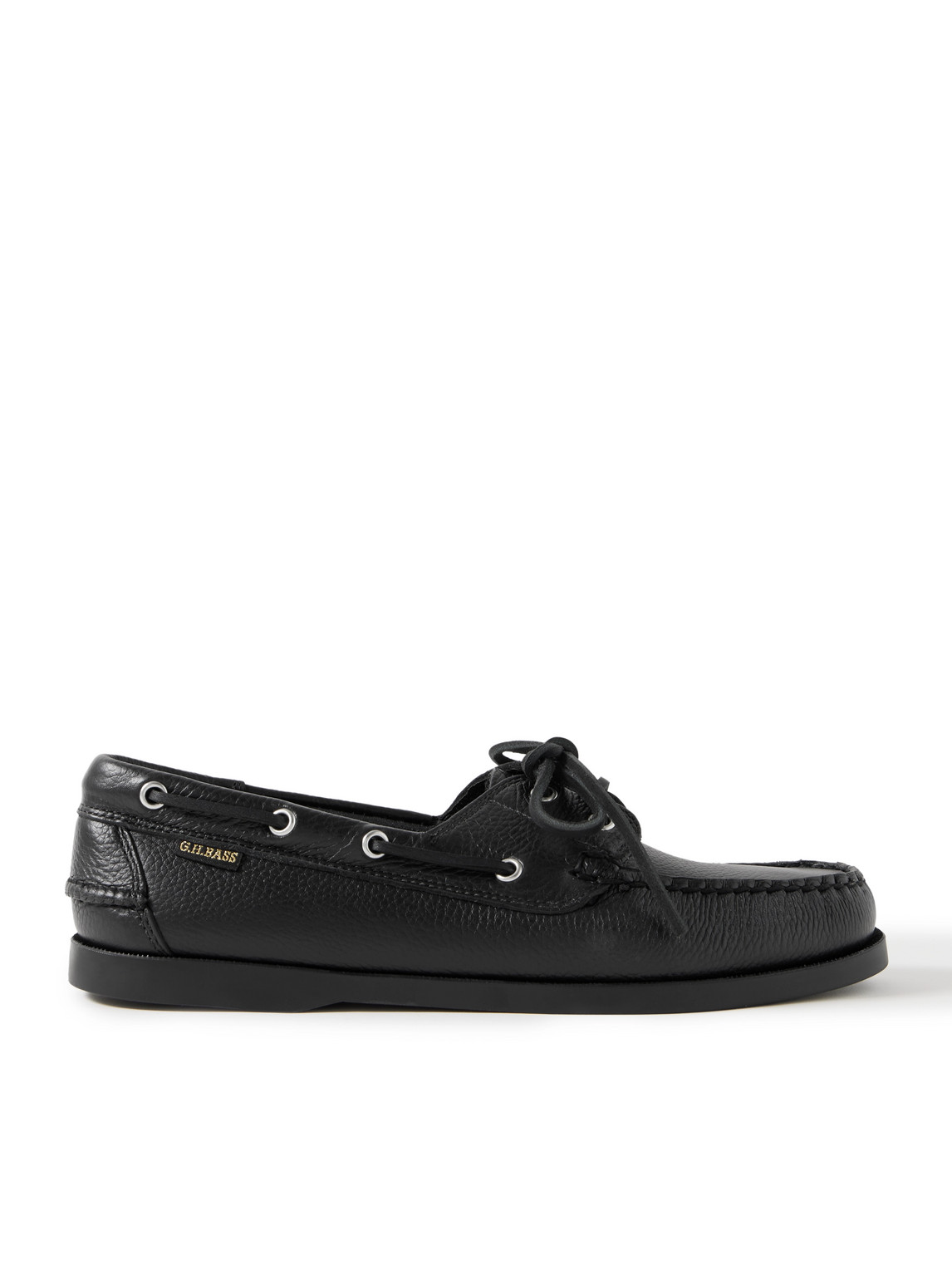 Gh Bass Jetty Ii Full-grain Leather Boat Shoes In Black
