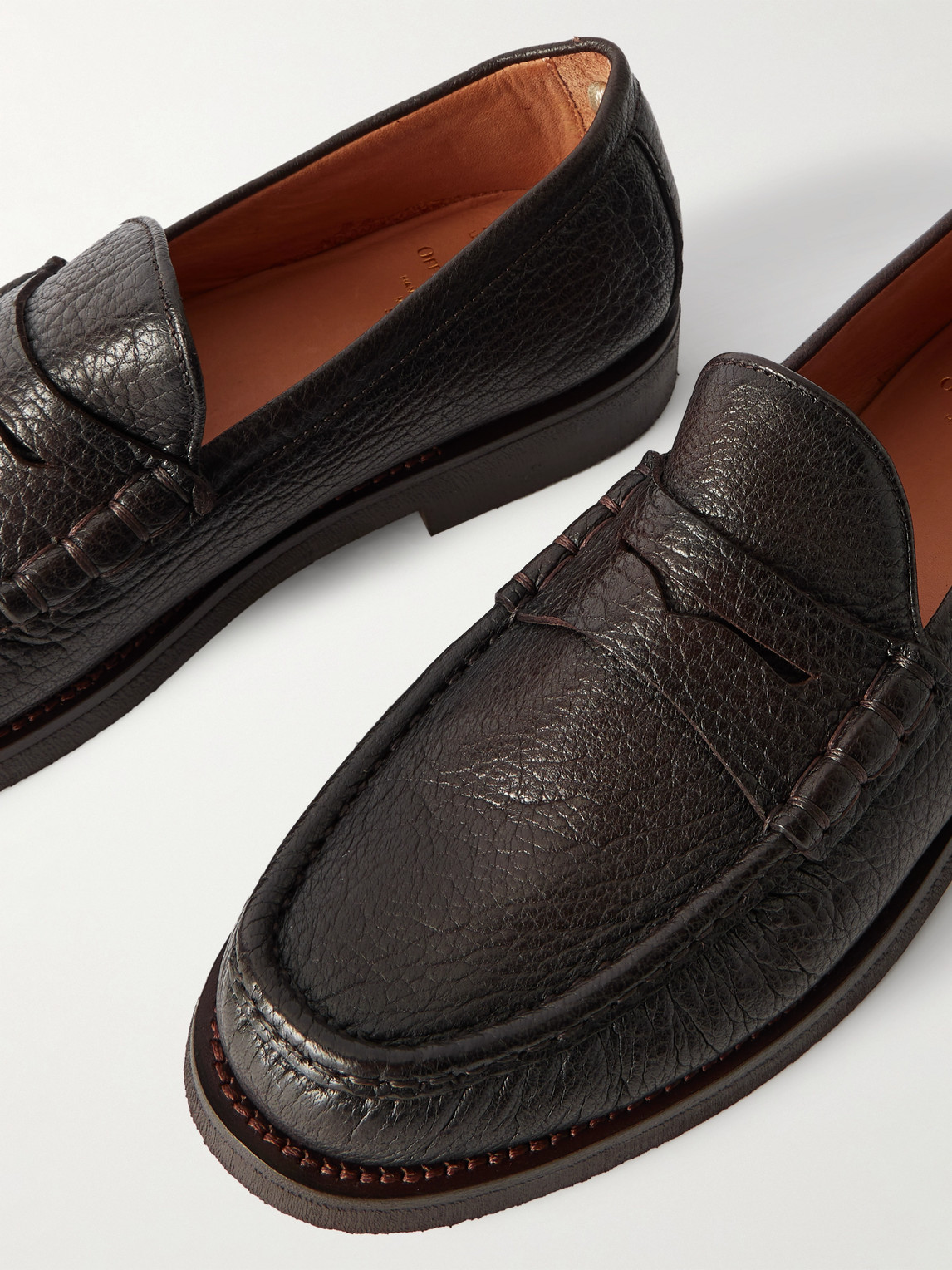 Officine Creative Balfron Flexi 001 Full-grain Deerskin Penny Loafers In Brown