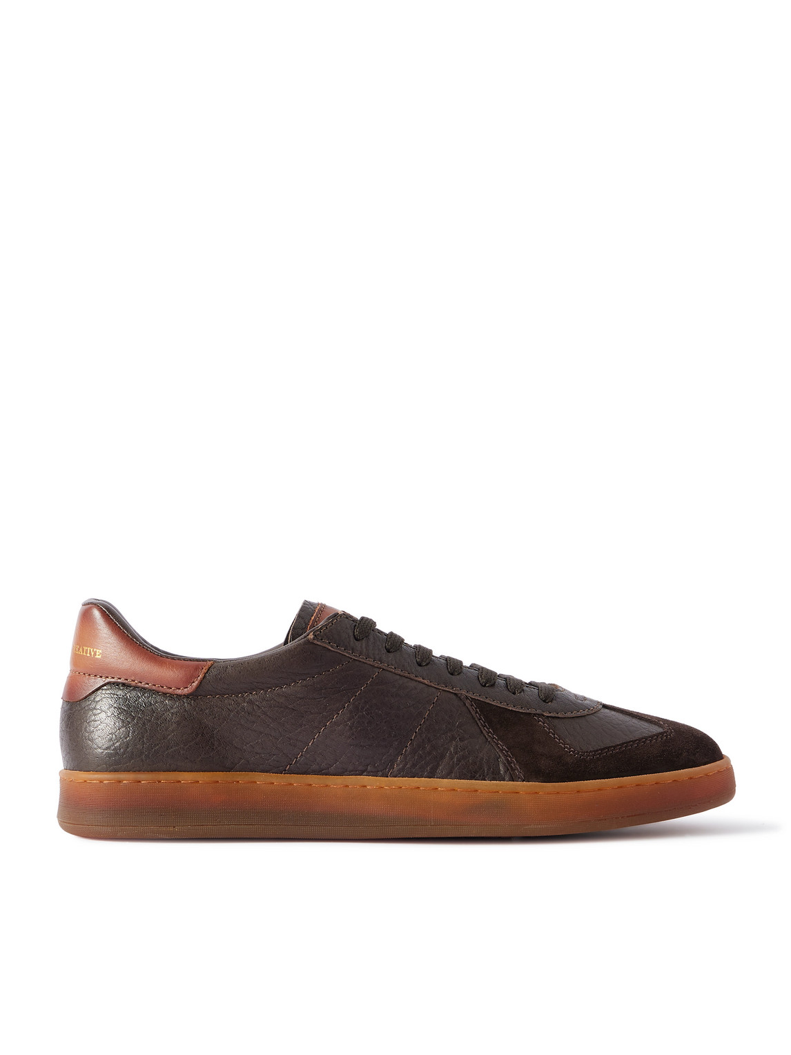 Militia 001 Suede-Trimmed Full-Grain Leather Sneakers