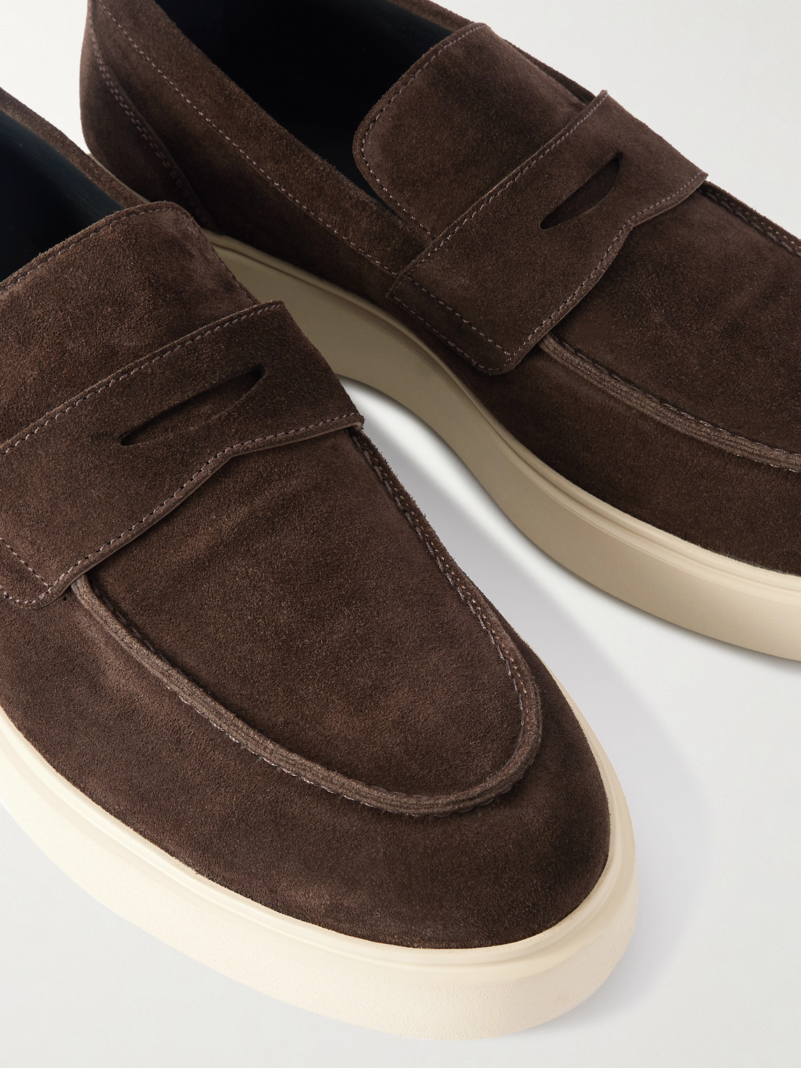 Officine Creative Frame 001 Suede Penny Loafers In Brown