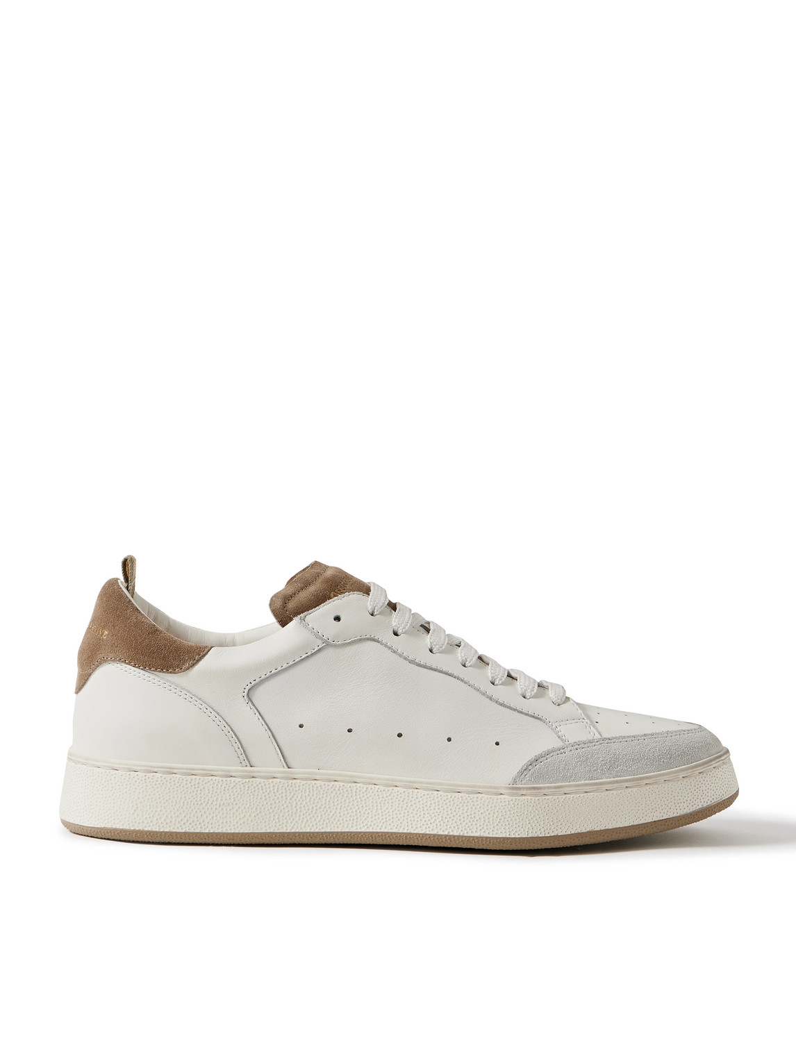 The Answer 001 Distressed Suede-Trimmed Leather Sneakers