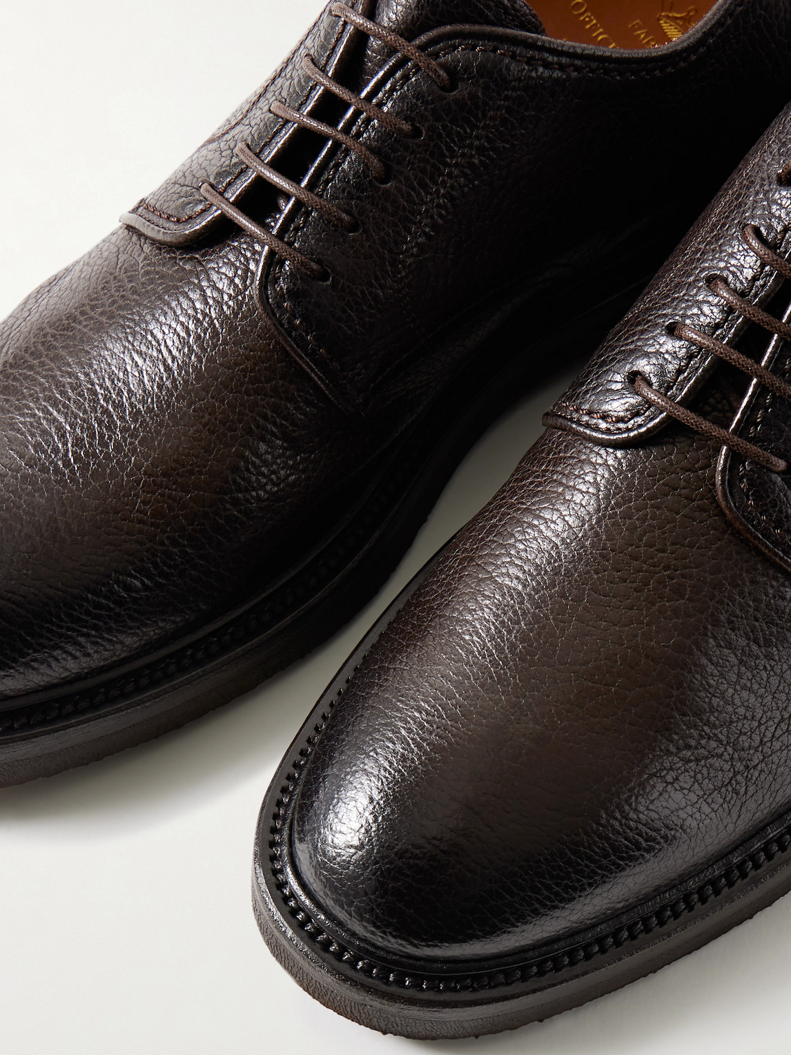 Officine Creative Hopkins Flexi 208 Full-grain Glossed-leather Derby Shoes In Black