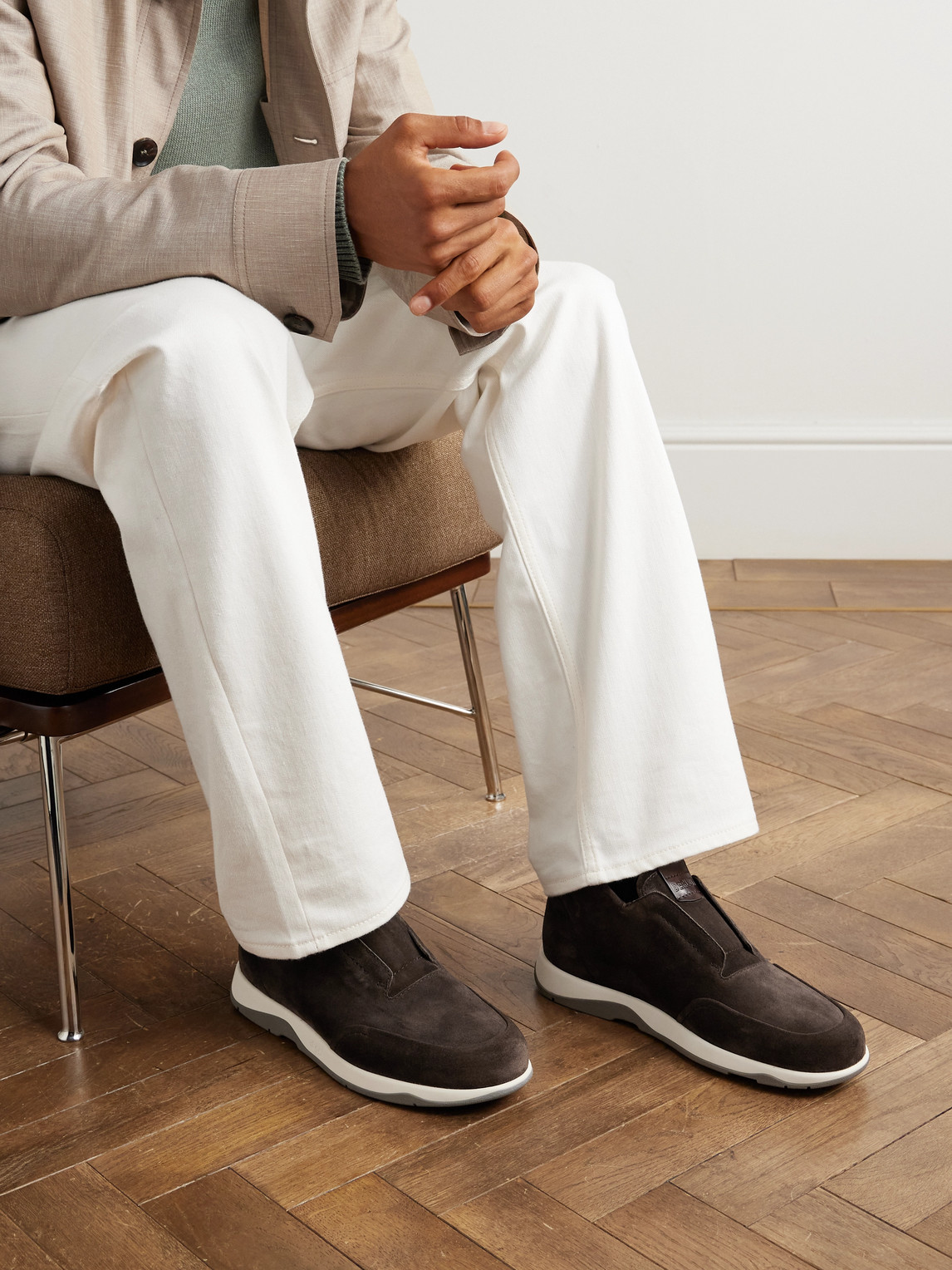 Berluti Echappée Suede Slip-on Sneakers In Brown