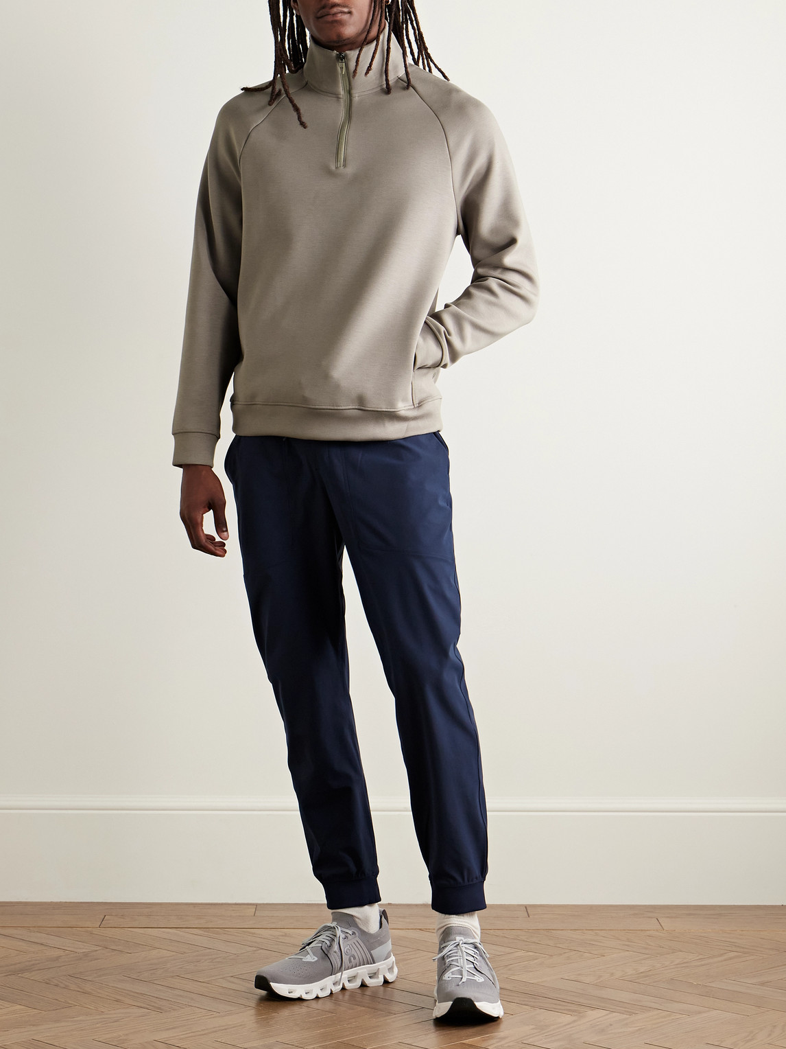 Lululemon Smooth Spacer Stretch Recycled-jersey Half-zip Sweatshirt In Neutral