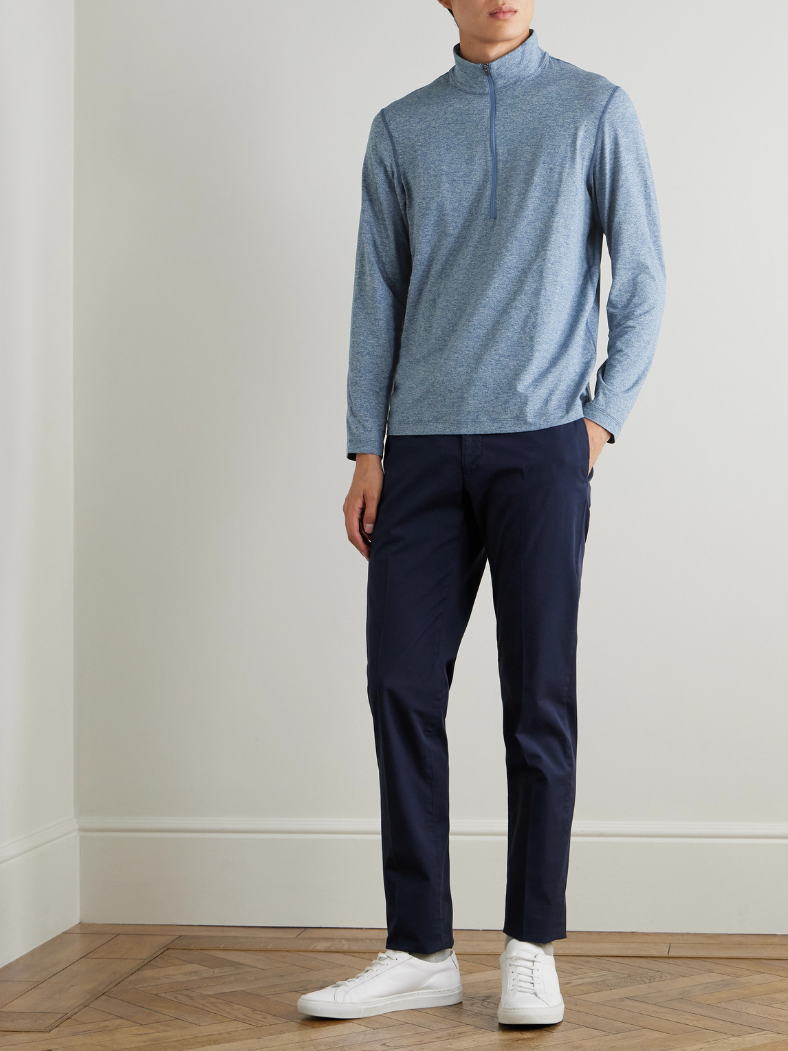 Lululemon Slim-fit Stretch Recycled-jersey Half-zip Top In Blue