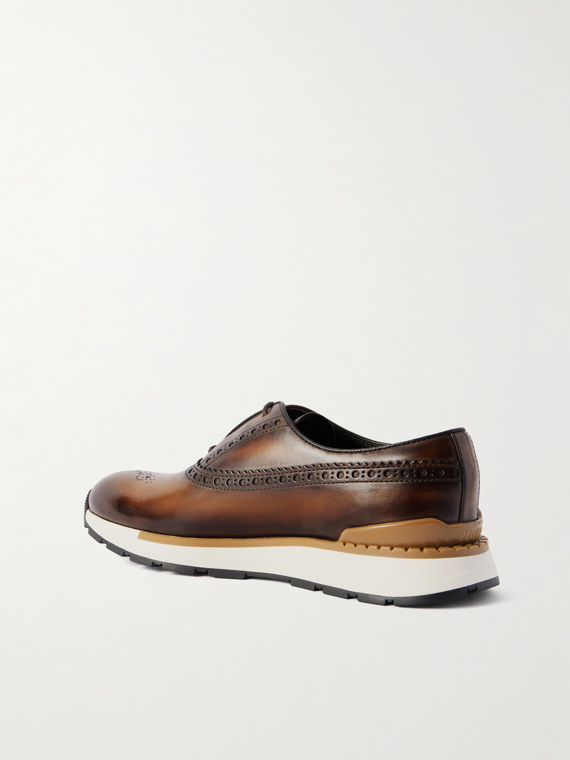 Berluti Fast Track Venezia Leather Oxford Sneakers In Brown