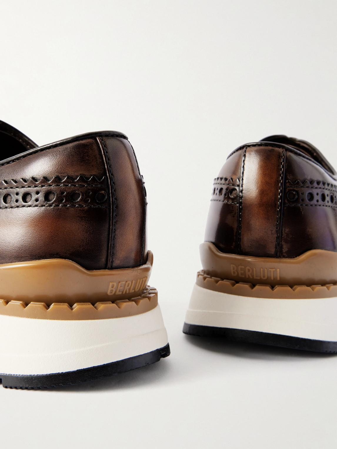 Berluti Fast Track Venezia Leather Oxford Sneakers In Brown