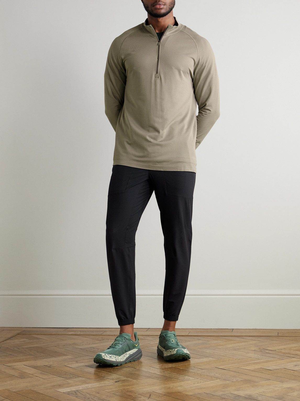 Lululemon Metal Vent Tech Slim-fit Stretch-jersey Half-zip Top In Green